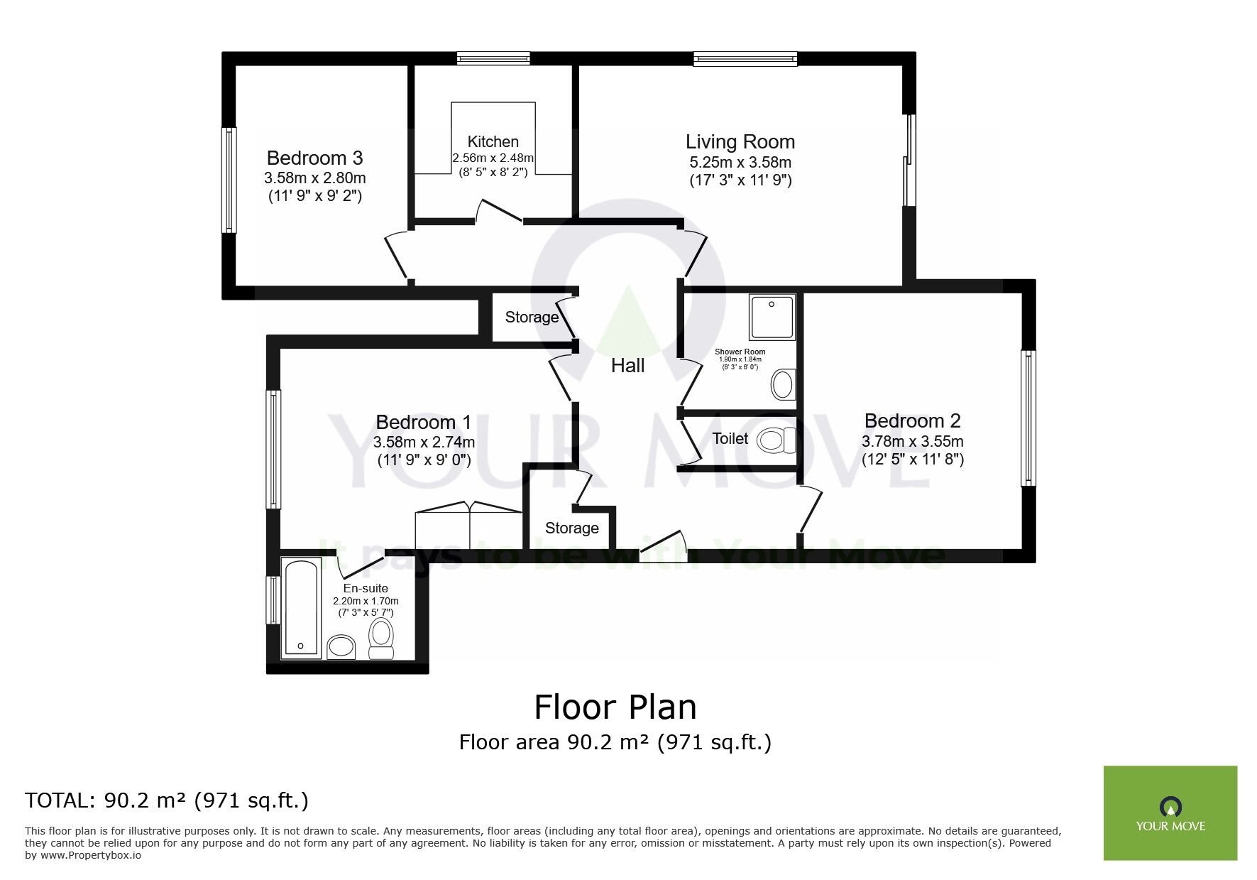 Floorplan of 3 bedroom  Flat for sale, Carew Road, Eastbourne, East Sussex, BN21