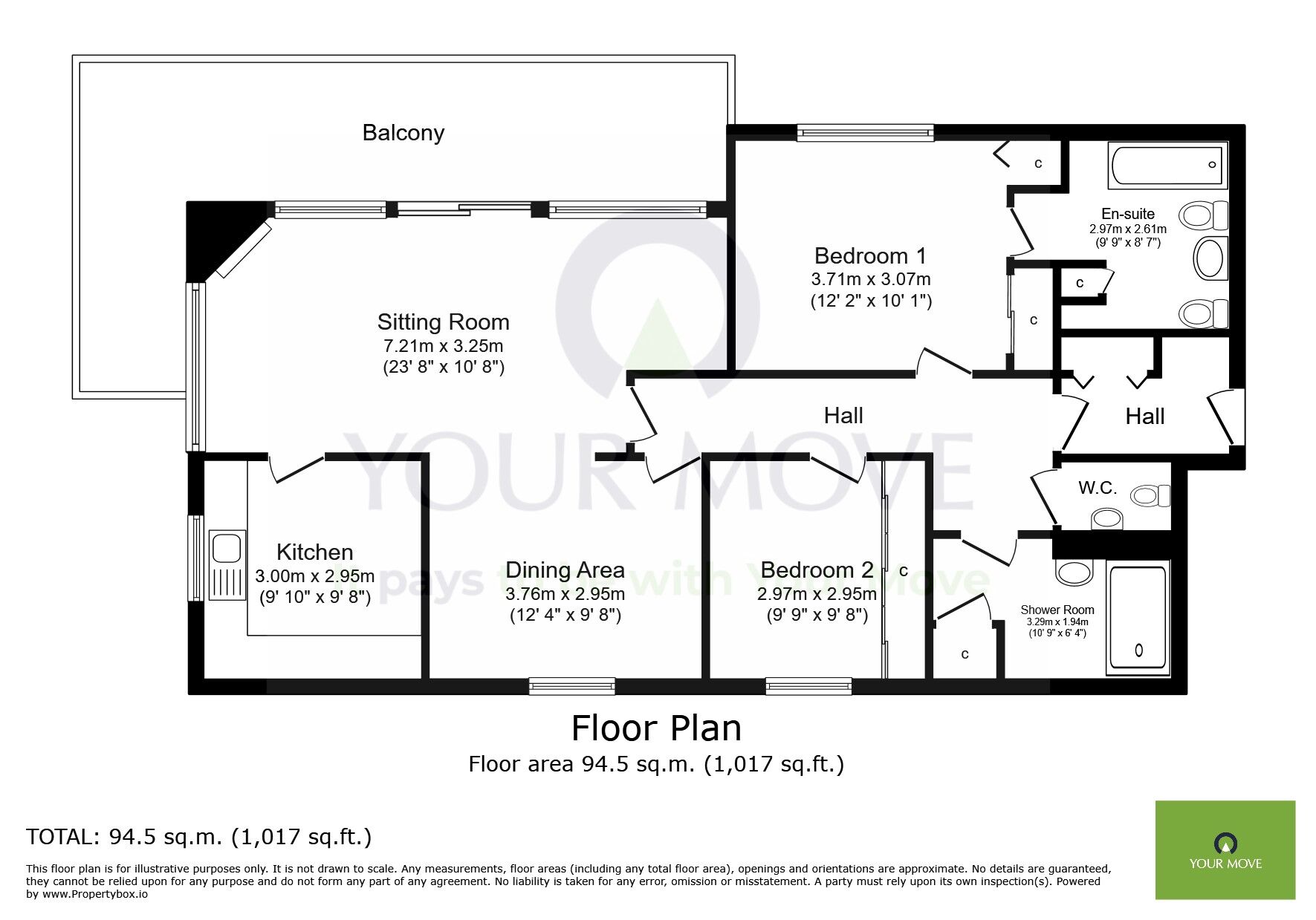 Floorplan of 2 bedroom  Flat for sale, Royal Parade, Eastbourne, East Sussex, BN22