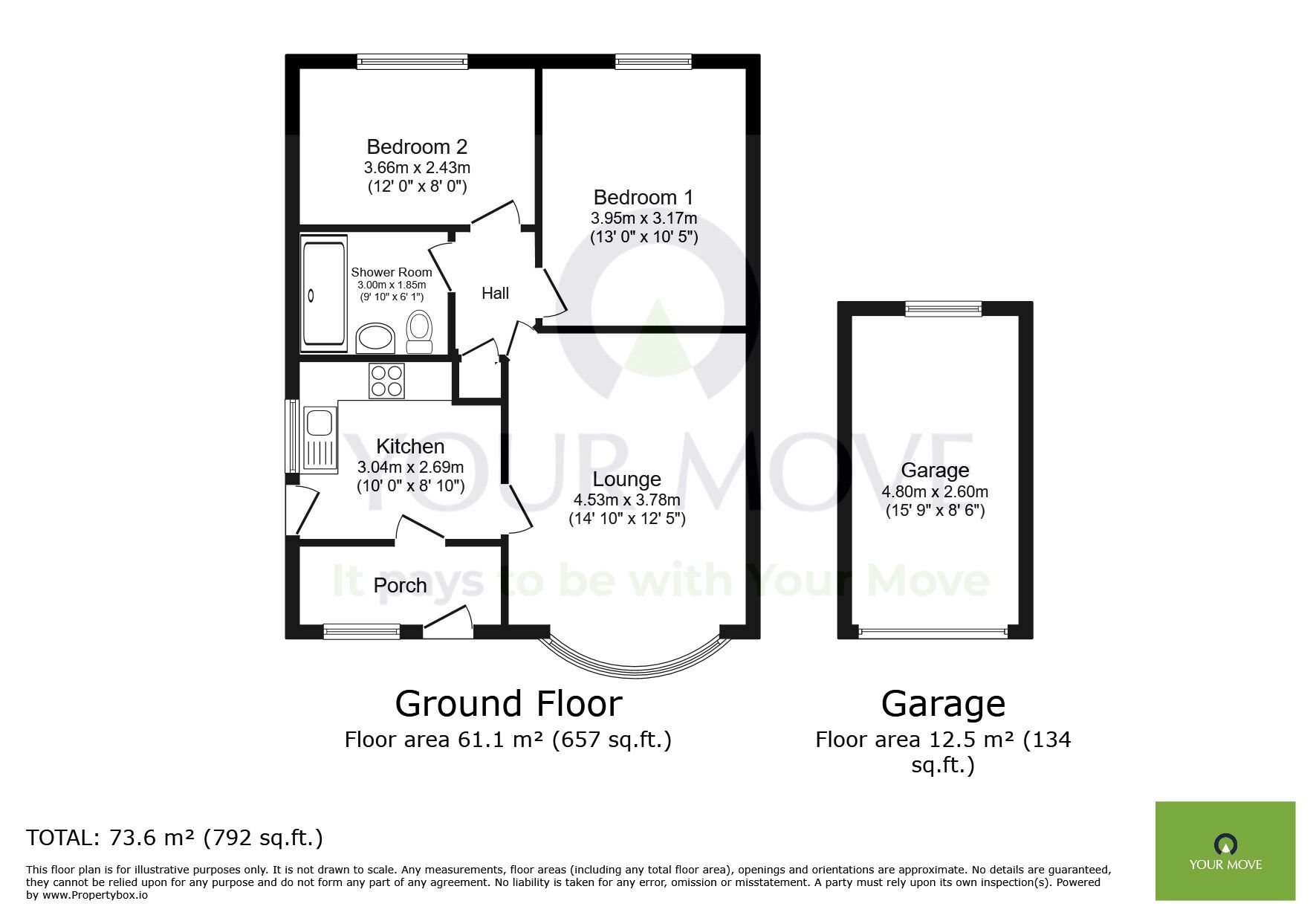 Floorplan of 2 bedroom Semi Detached Bungalow for sale, Kipling Walk, Eastbourne, East Sussex, BN23