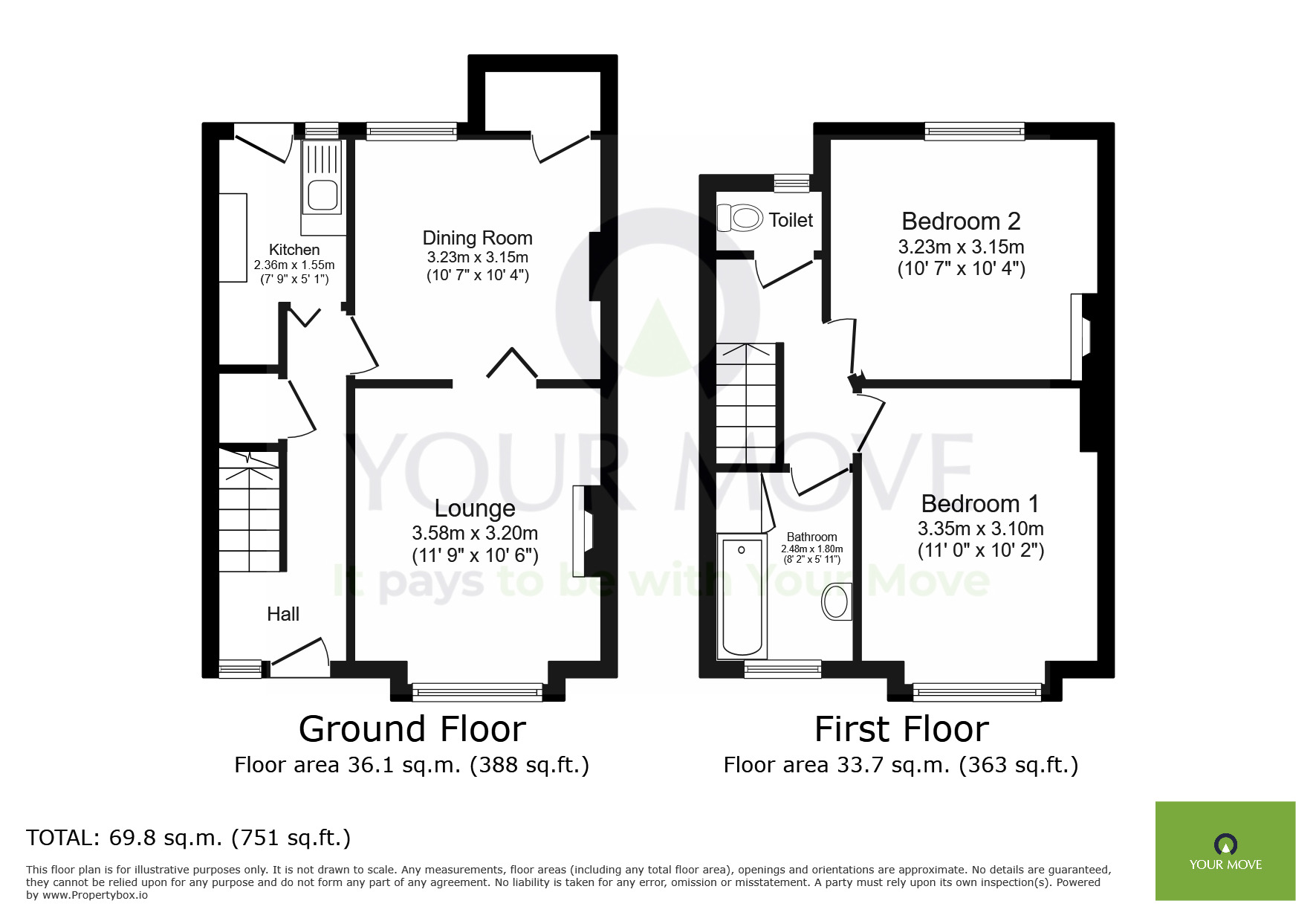 Floorplan of 2 bedroom Mid Terrace House for sale, Hampden Avenue, Eastbourne, East Sussex, BN22