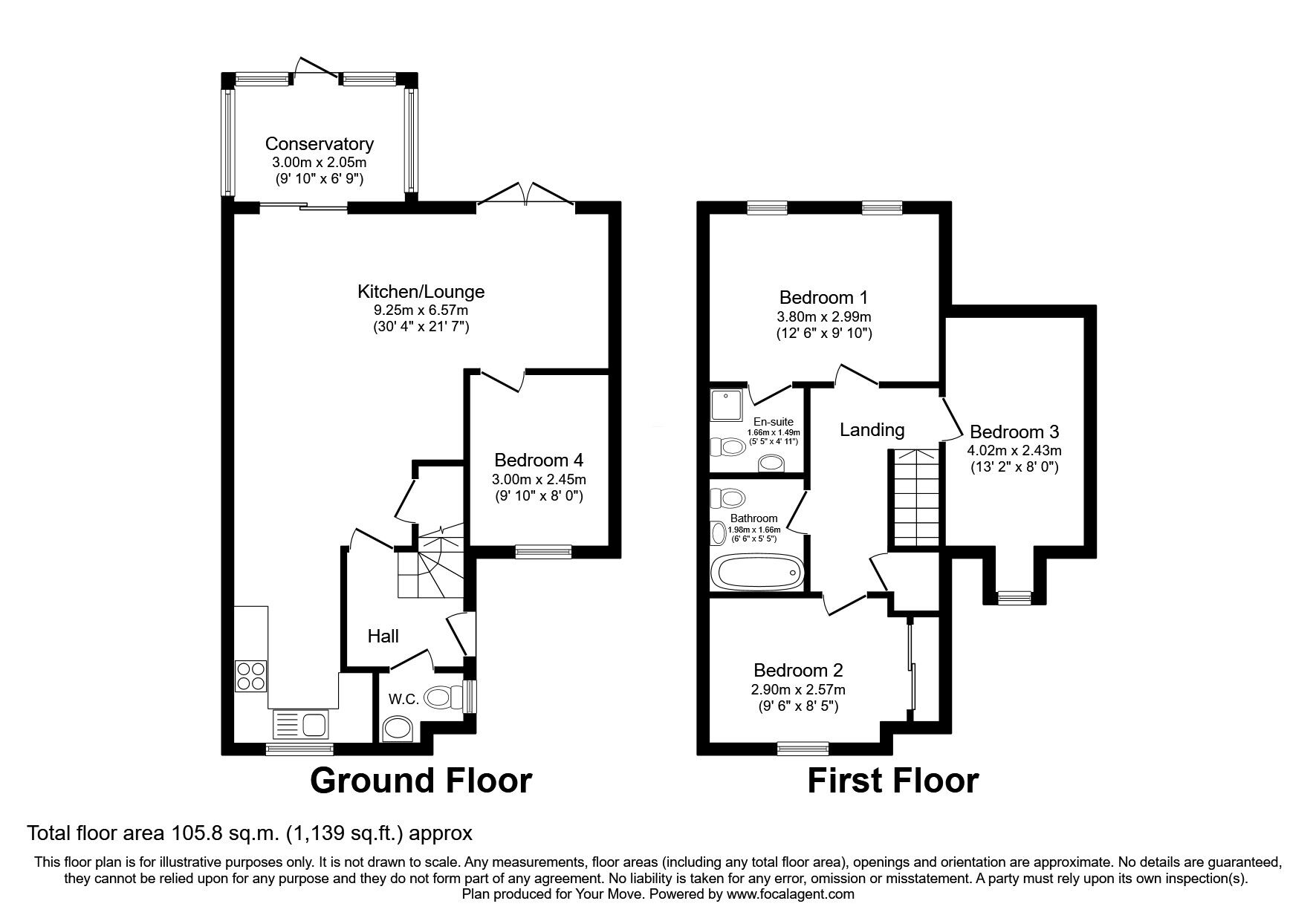 Floorplan of 4 bedroom End Terrace House for sale, The Piazza, Eastbourne, East Sussex, BN23