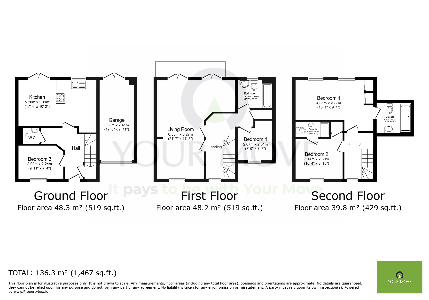 Floorplan of 4 bedroom End Terrace House for sale, The Piazza, Eastbourne, East Sussex, BN23