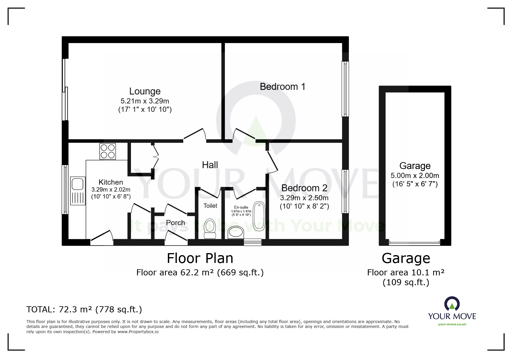 Floorplan of 2 bedroom Semi Detached Bungalow for sale, Tolkien Road, Eastbourne, East Sussex, BN23