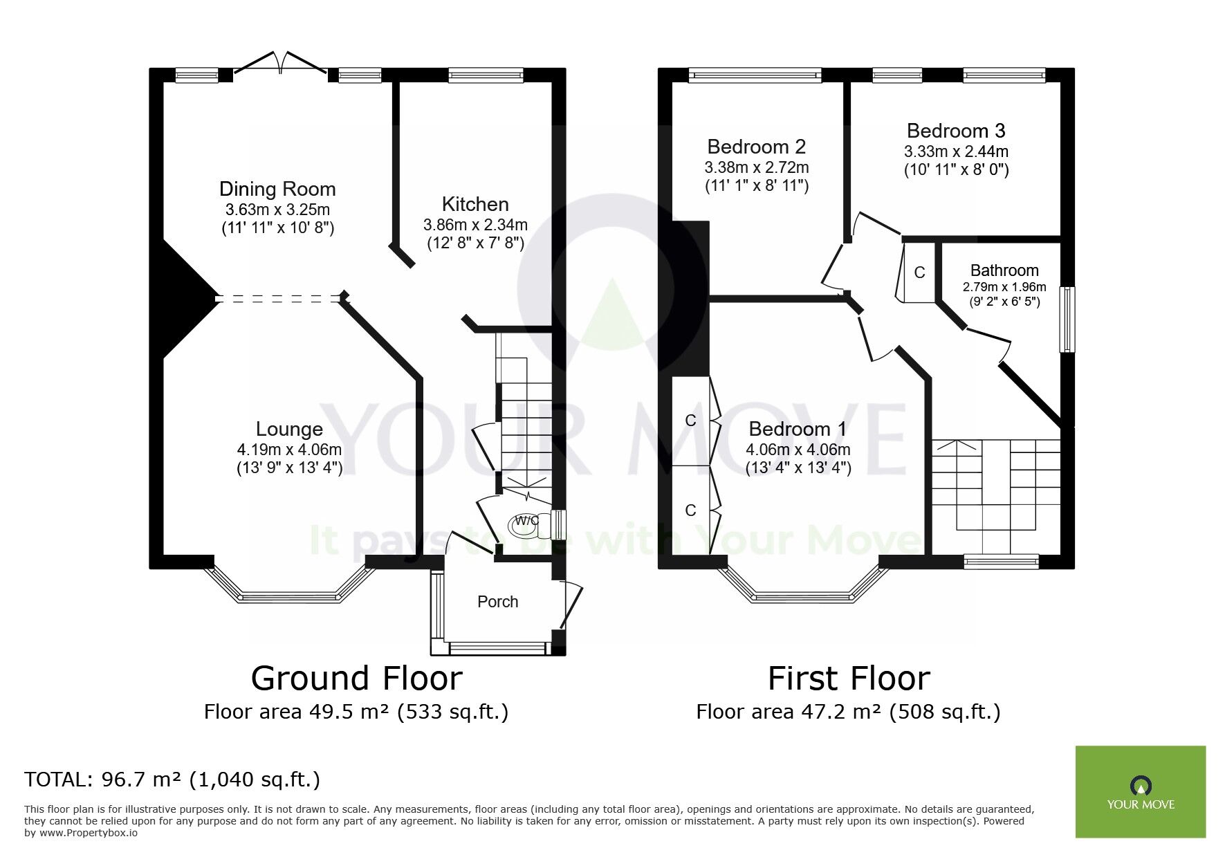 Floorplan of 3 bedroom Semi Detached House for sale, Roselands Avenue, Eastbourne, East Sussex, BN22