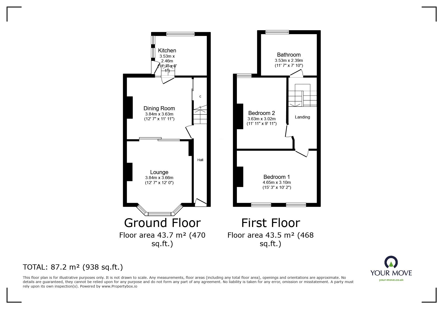 Floorplan of 2 bedroom Mid Terrace House for sale, Whitley Road, Eastbourne, East Sussex, BN22