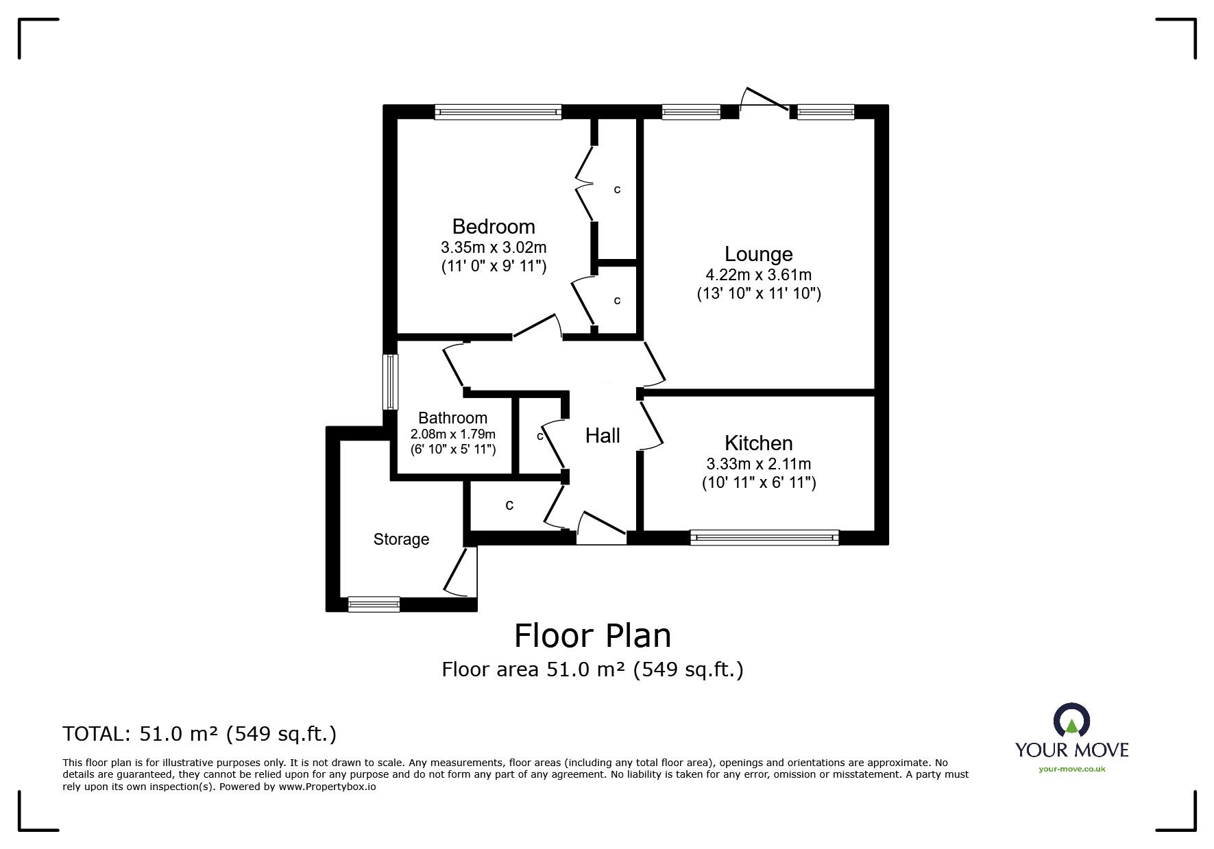 Floorplan of 1 bedroom  Flat for sale, Hobney Rise, Westham, East Sussex, BN24