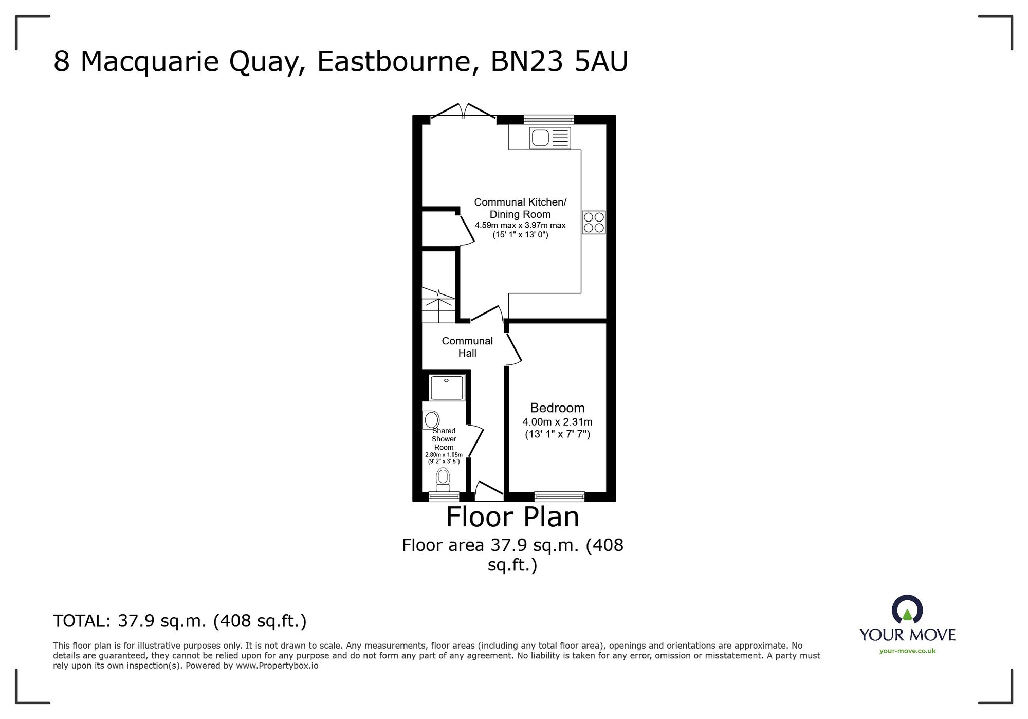 Floorplan of 1 bedroom  Room to rent, Macquarie Quay, Eastbourne, East Sussex, BN23