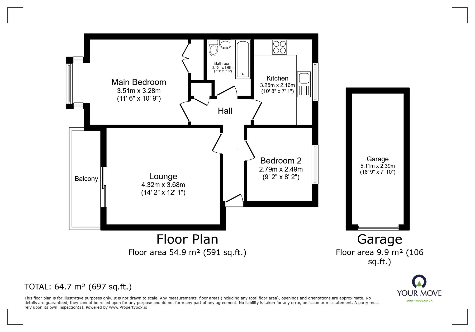 Floorplan of 2 bedroom  Flat for sale, Collingwood Close, Eastbourne, East Sussex, BN23