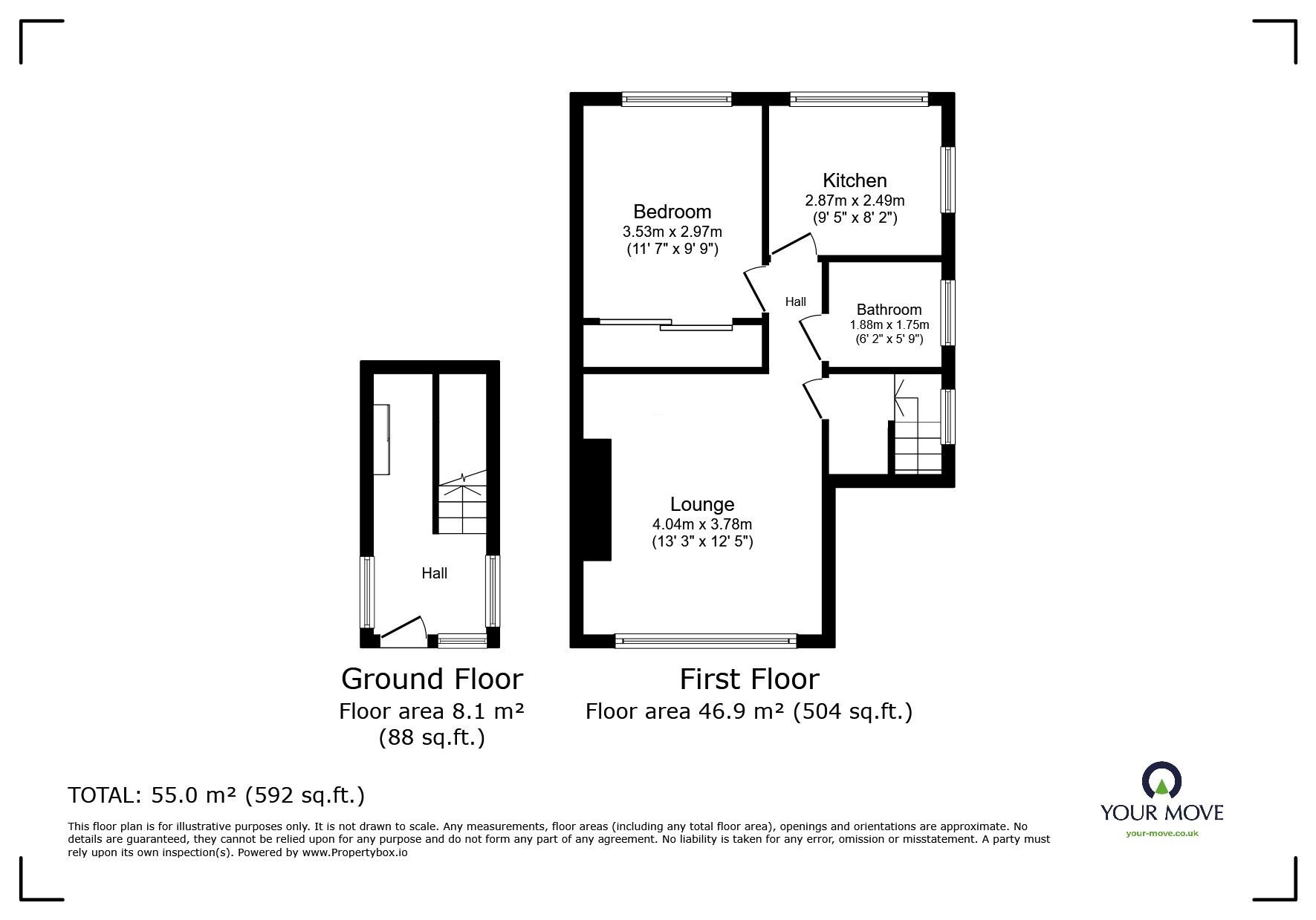 Floorplan of 1 bedroom  Flat for sale, Ashington Road, Eastbourne, East Sussex, BN22