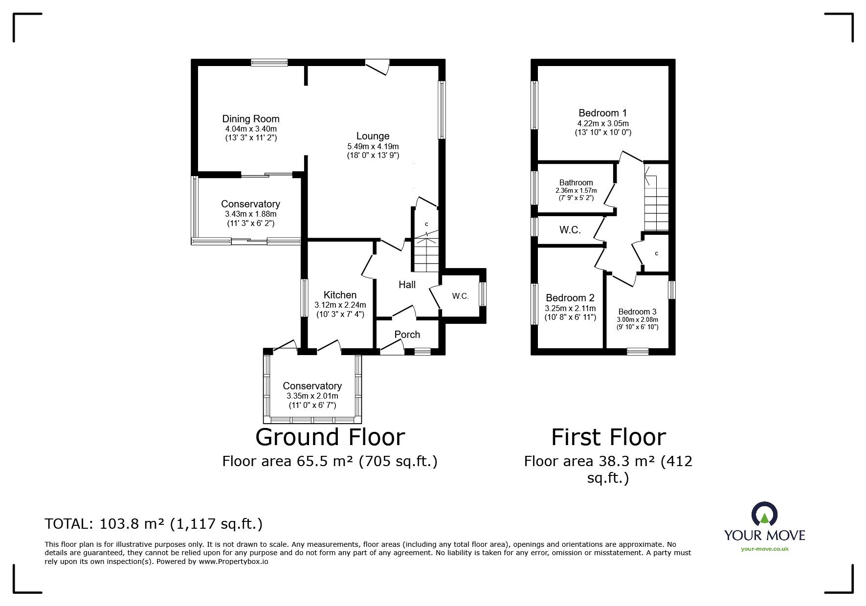 Floorplan of 3 bedroom Detached House for sale, Gardner Close, Eastbourne, East Sussex, BN23