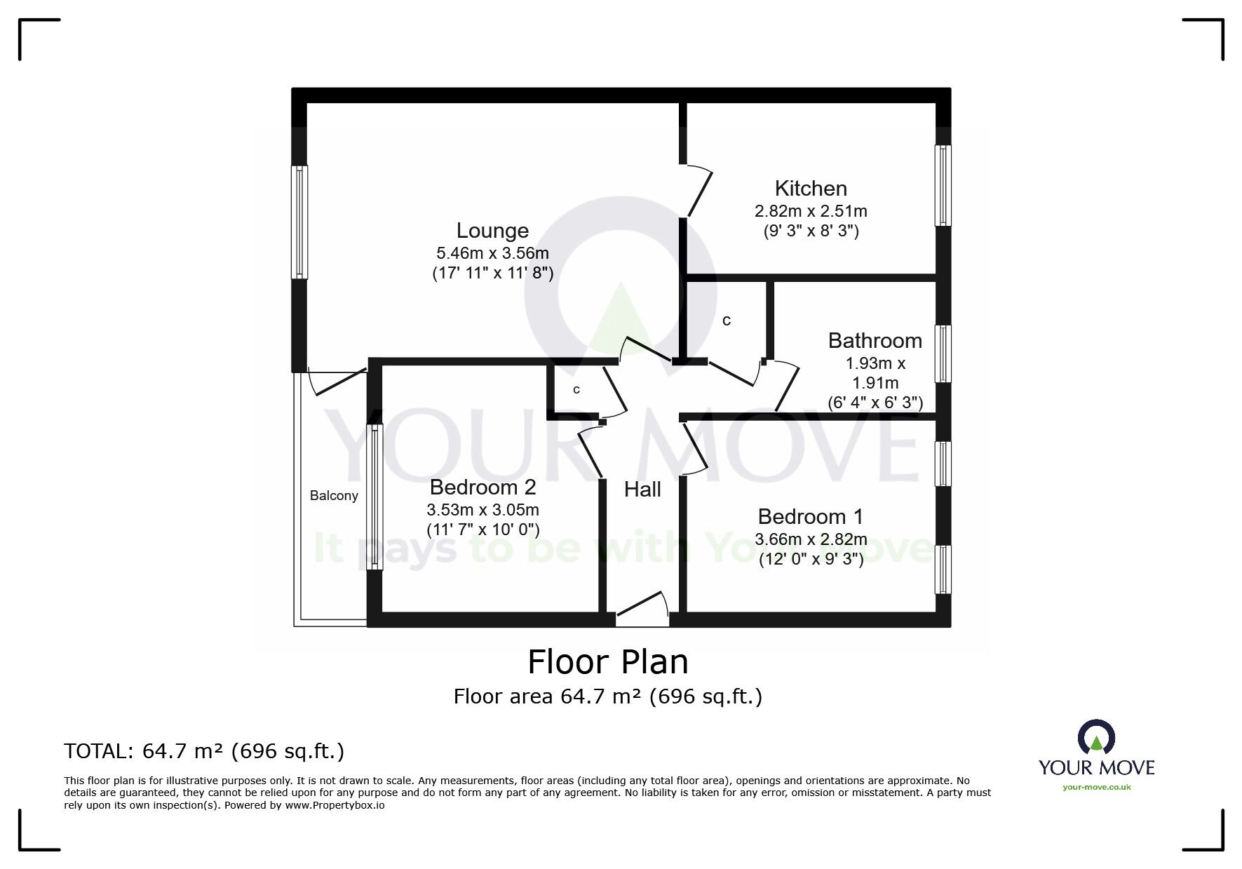 Floorplan of 2 bedroom  Flat for sale, Blakes Way, Eastbourne, East Sussex, BN23