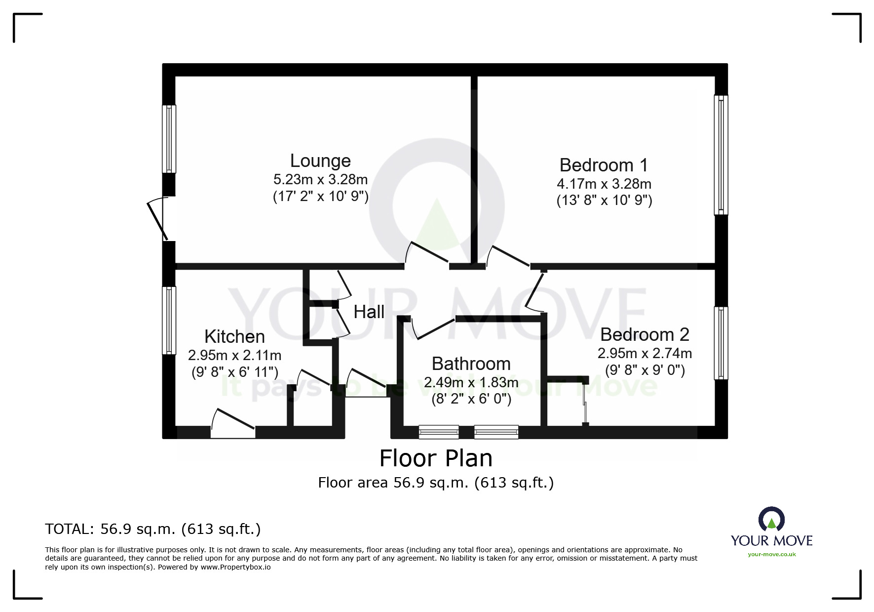 Floorplan of 2 bedroom Semi Detached Bungalow for sale, Golding Road, Eastbourne, East Sussex, BN23