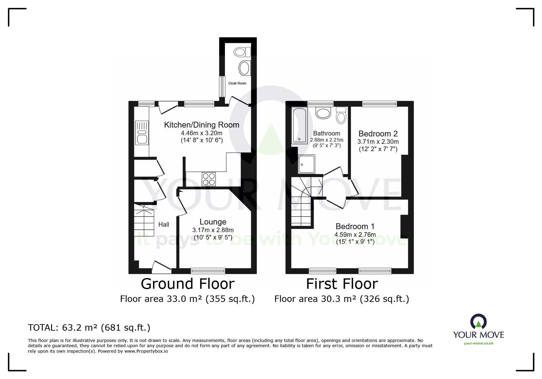 Floorplan of 2 bedroom Mid Terrace House for sale, Brodrick Road, Eastbourne, East Sussex, BN22