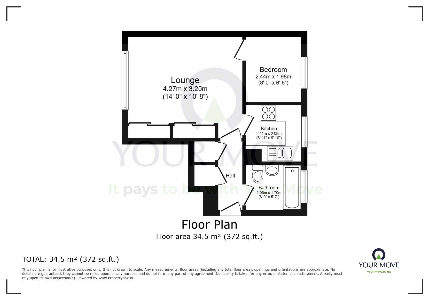 Floorplan of 1 bedroom  Flat for sale, Arundel Road, Eastbourne, East Sussex, BN21