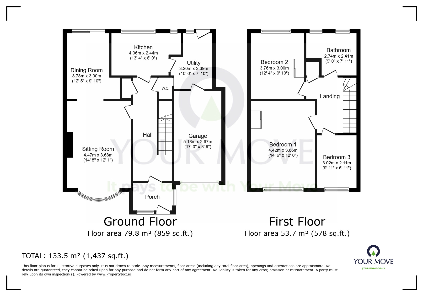 Floorplan of 3 bedroom Semi Detached House for sale, Astaire Avenue, Eastbourne, East Sussex, BN22