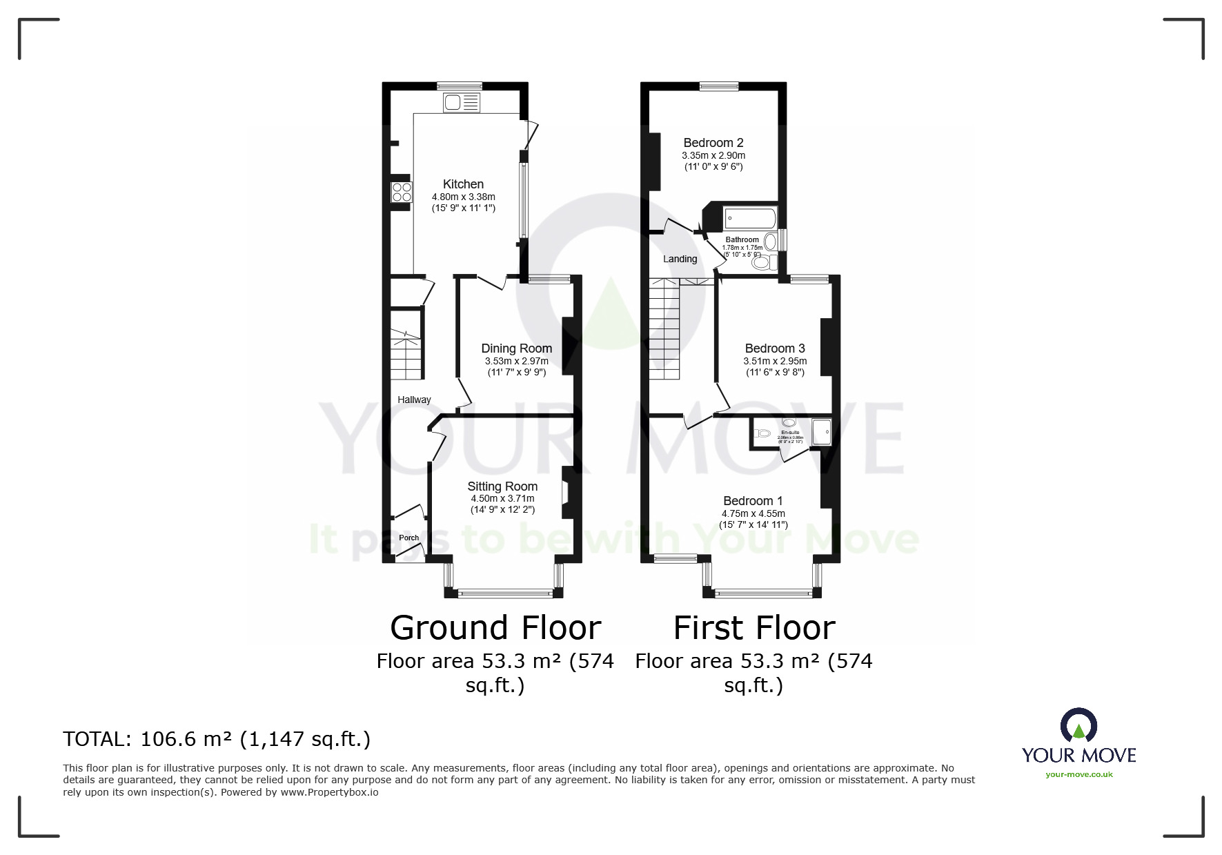 Floorplan of 3 bedroom Mid Terrace House for sale, Whitley Road, Eastbourne, East Sussex, BN22