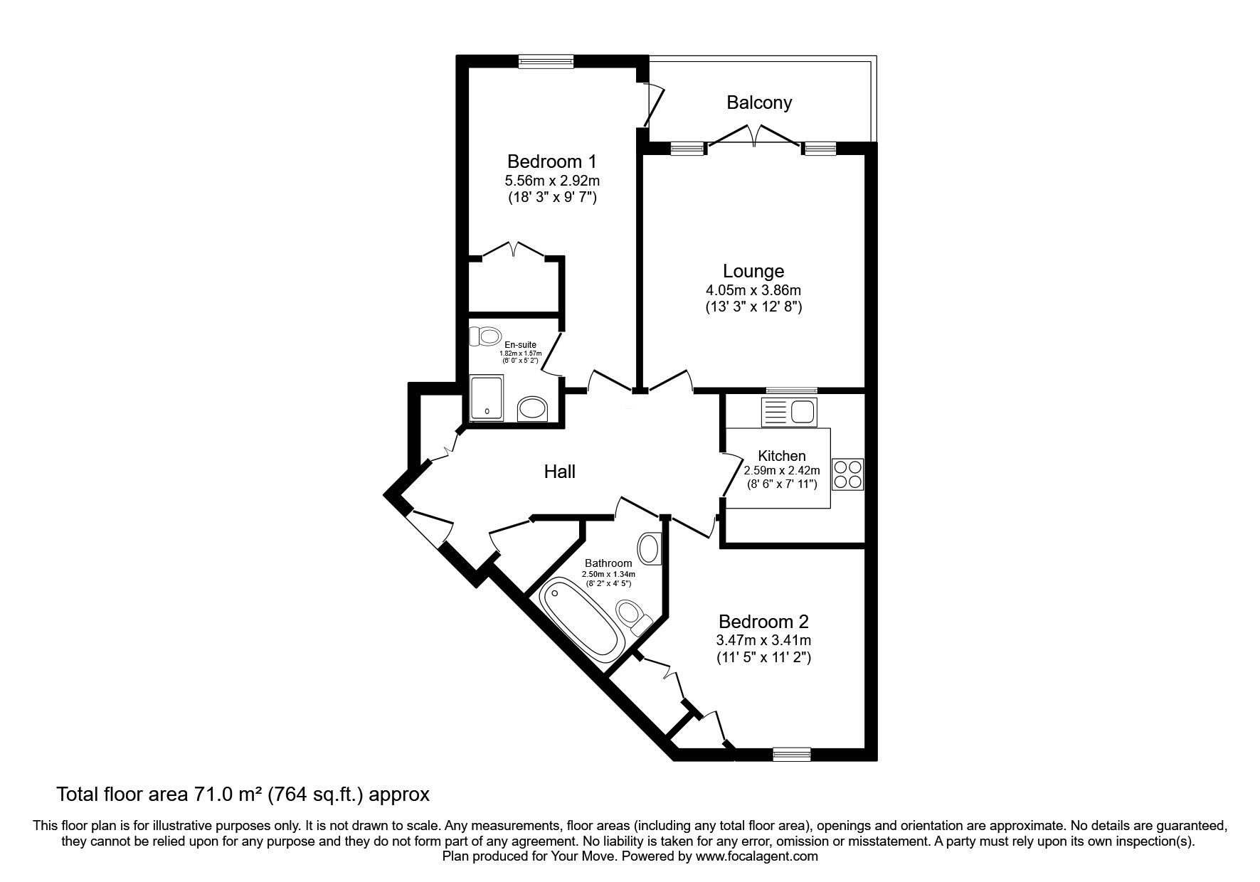 Floorplan of 2 bedroom  Flat for sale, Anguilla Close, Eastbourne, East Sussex, BN23