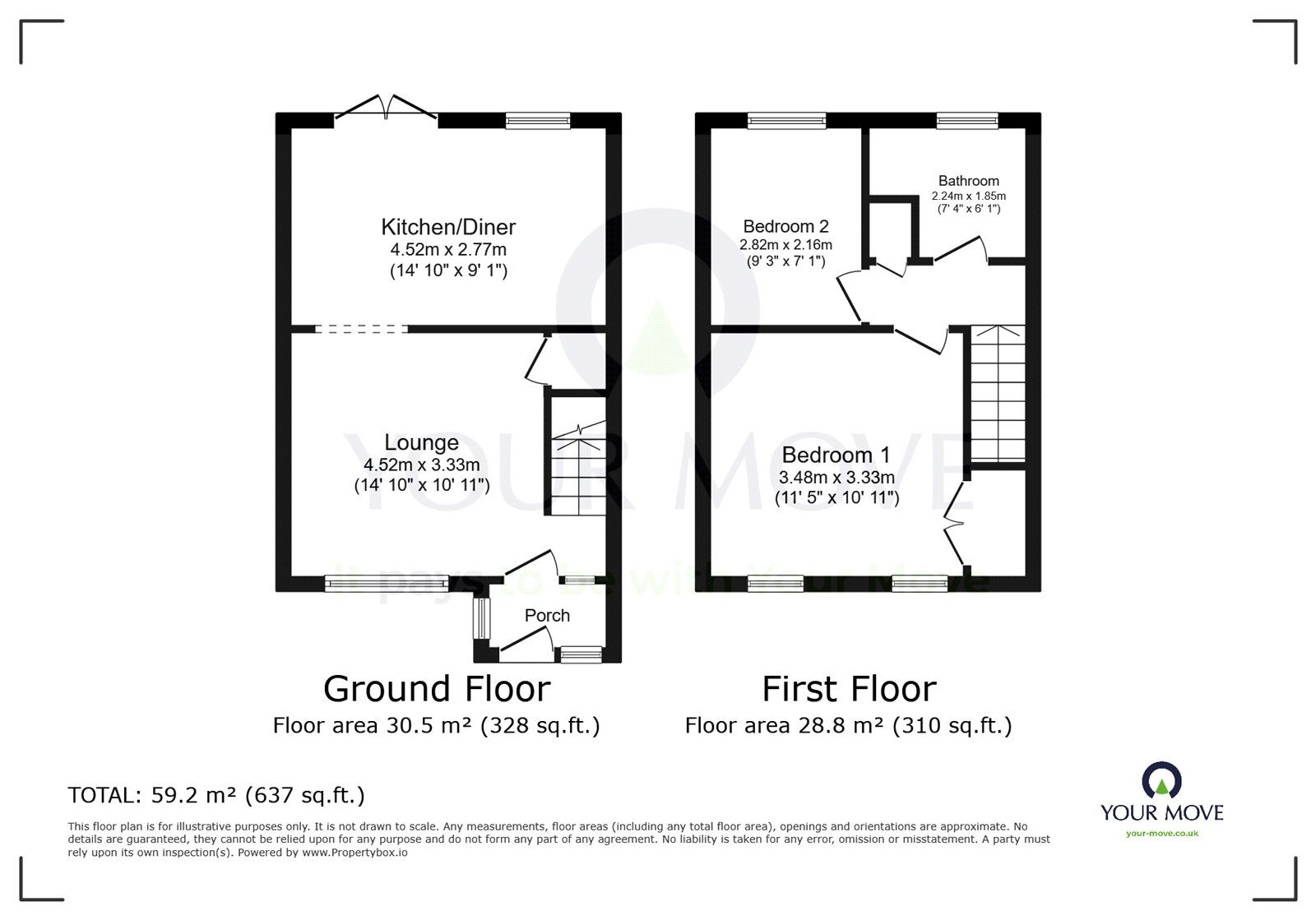 Floorplan of 2 bedroom Semi Detached House for sale, The Paddock, Eastbourne, East Sussex, BN22