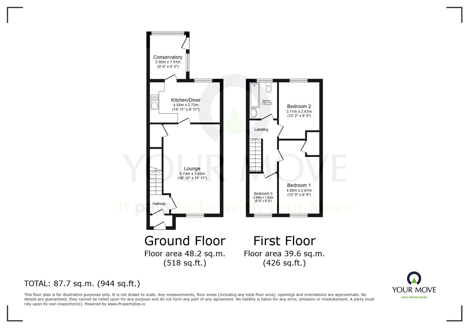 Floorplan of 3 bedroom Mid Terrace House for sale, Percival Road, Eastbourne, East Sussex, BN22