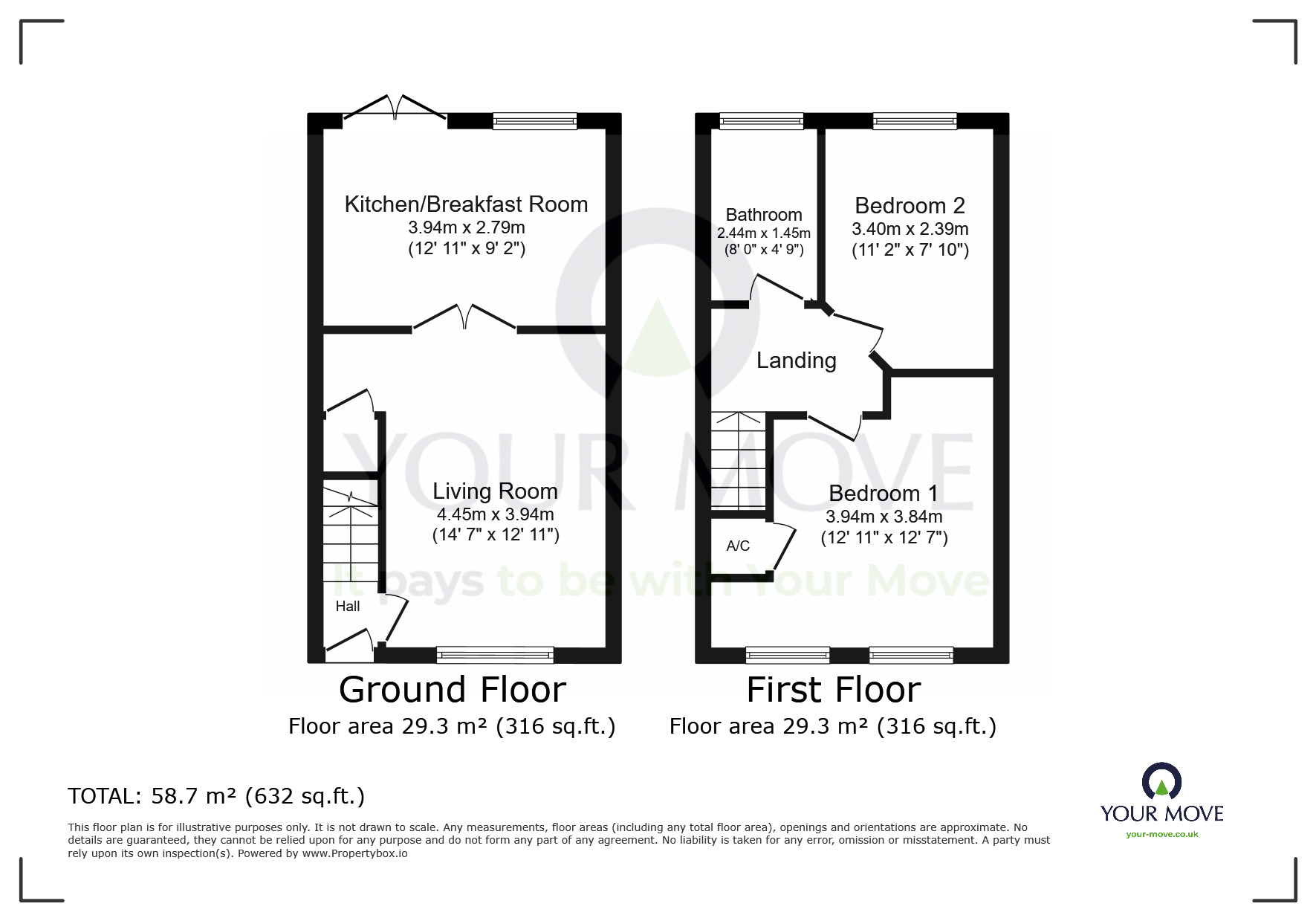 Floorplan of 2 bedroom Semi Detached House for sale, Pitcairn Avenue, Eastbourne, East Sussex, BN23