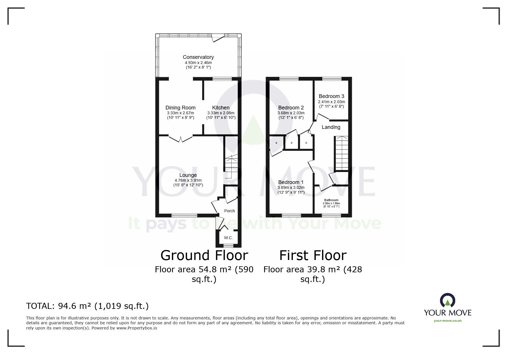 Floorplan of 3 bedroom Mid Terrace House for sale, Spring Lodge Close, Eastbourne, East Sussex, BN23