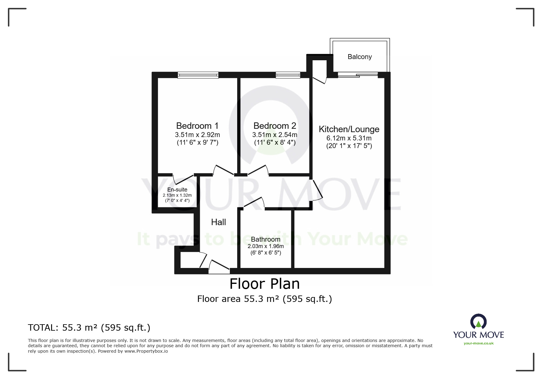 Floorplan of 2 bedroom  Flat for sale, Groombridge Avenue, Eastbourne, East Sussex, BN22