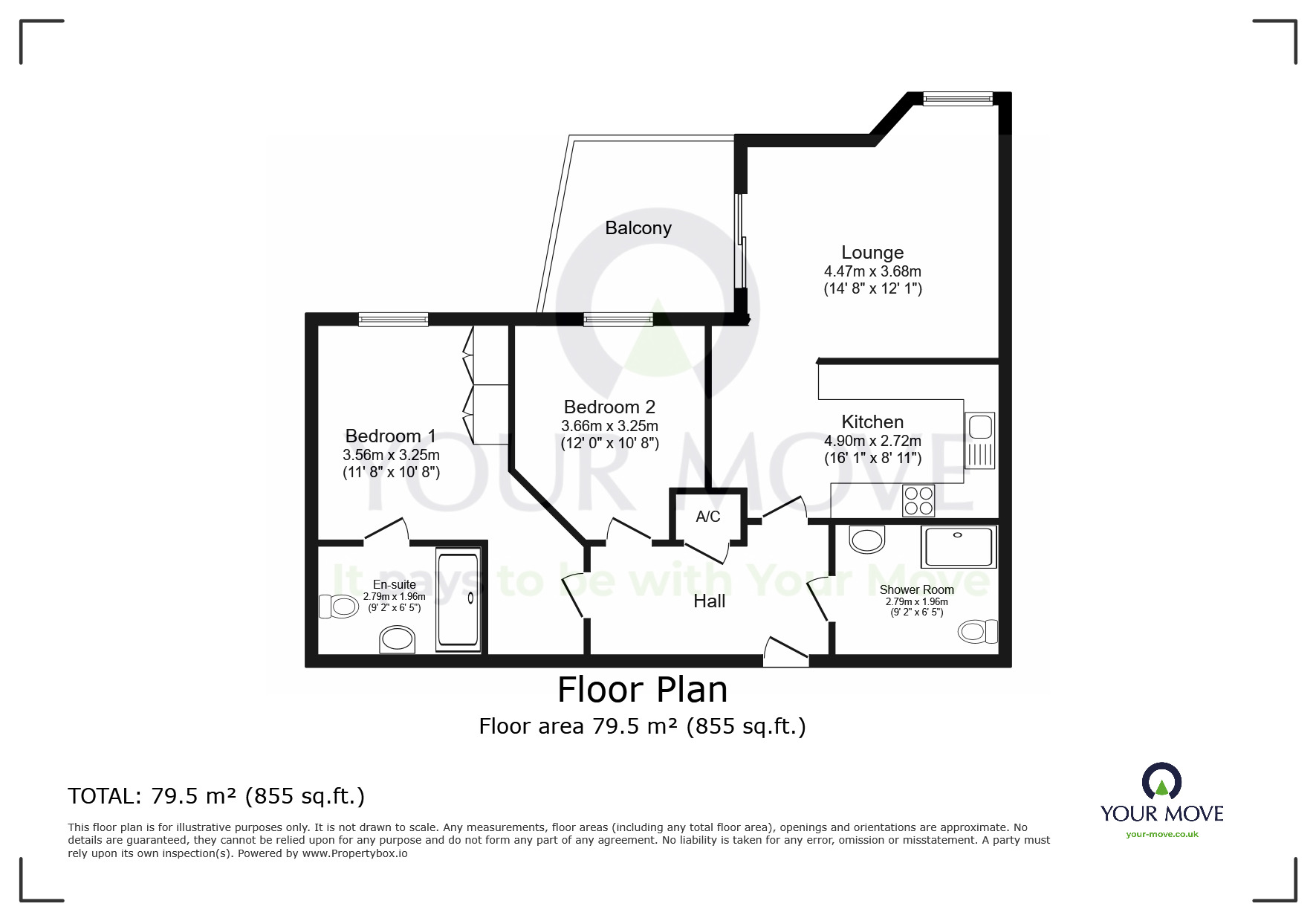 Floorplan of 2 bedroom  Flat for sale, Caroline Way, Eastbourne, East Sussex, BN23