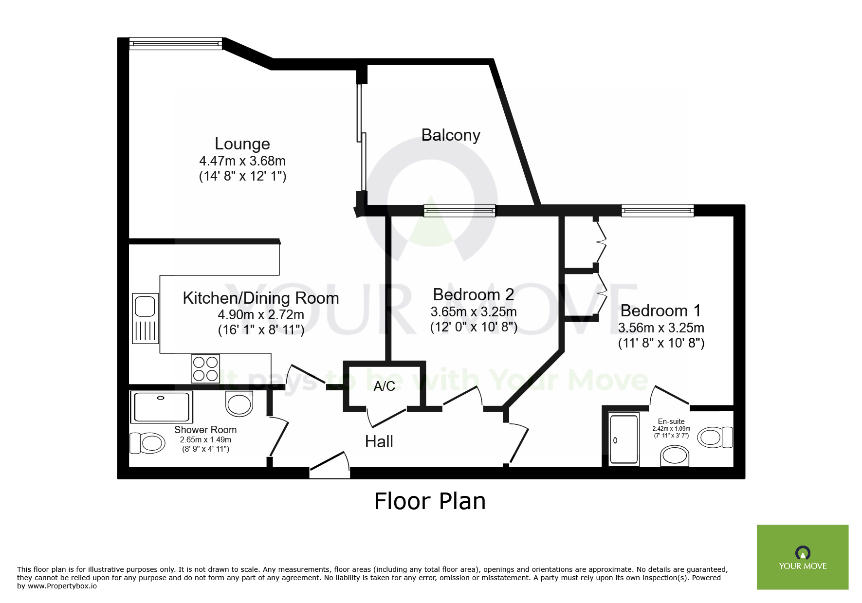 Floorplan of 2 bedroom  Flat for sale, Caroline Way, Eastbourne, East Sussex, BN23