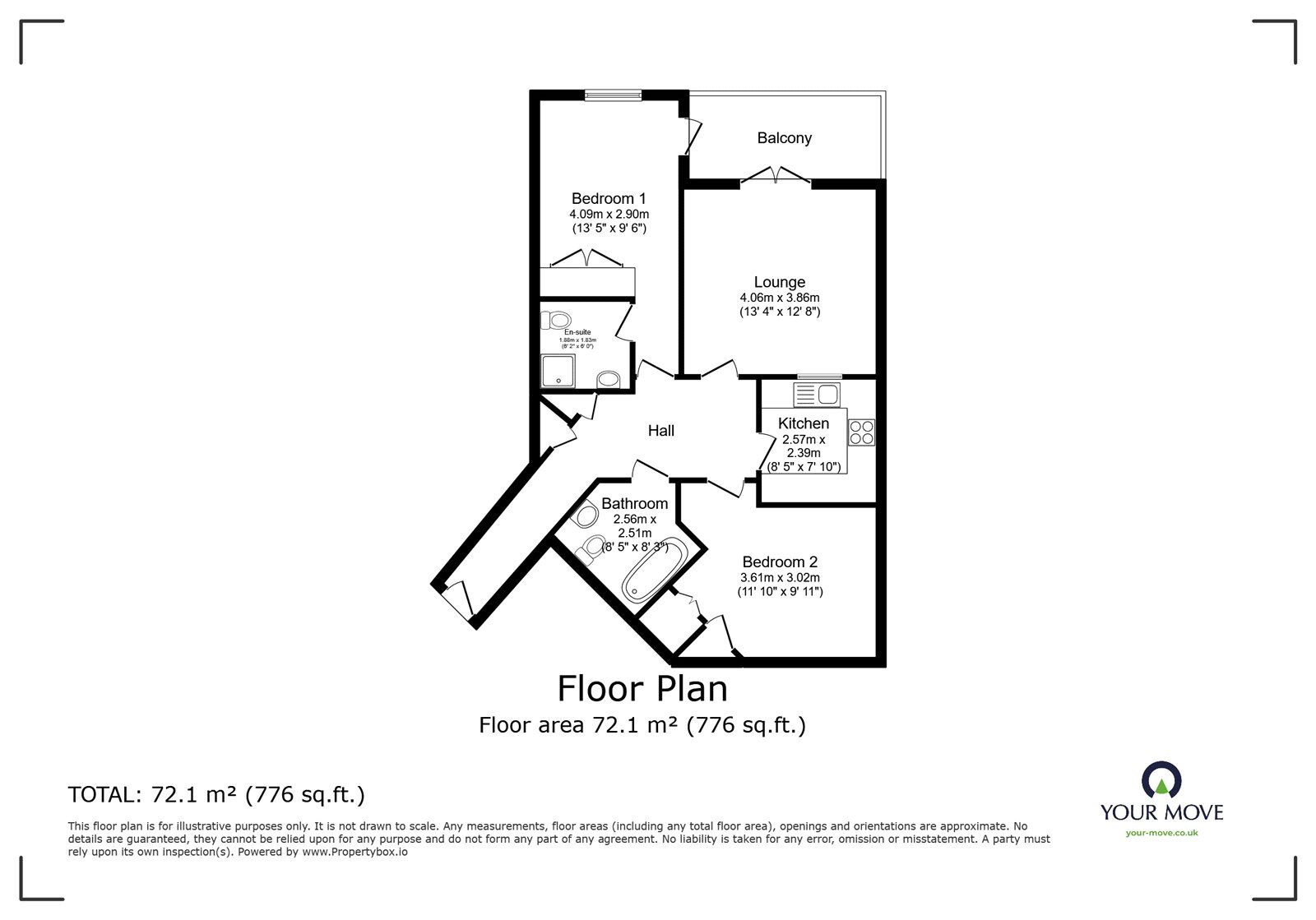 Floorplan of 2 bedroom  Flat for sale, The Piazza, Eastbourne, East Sussex, BN23