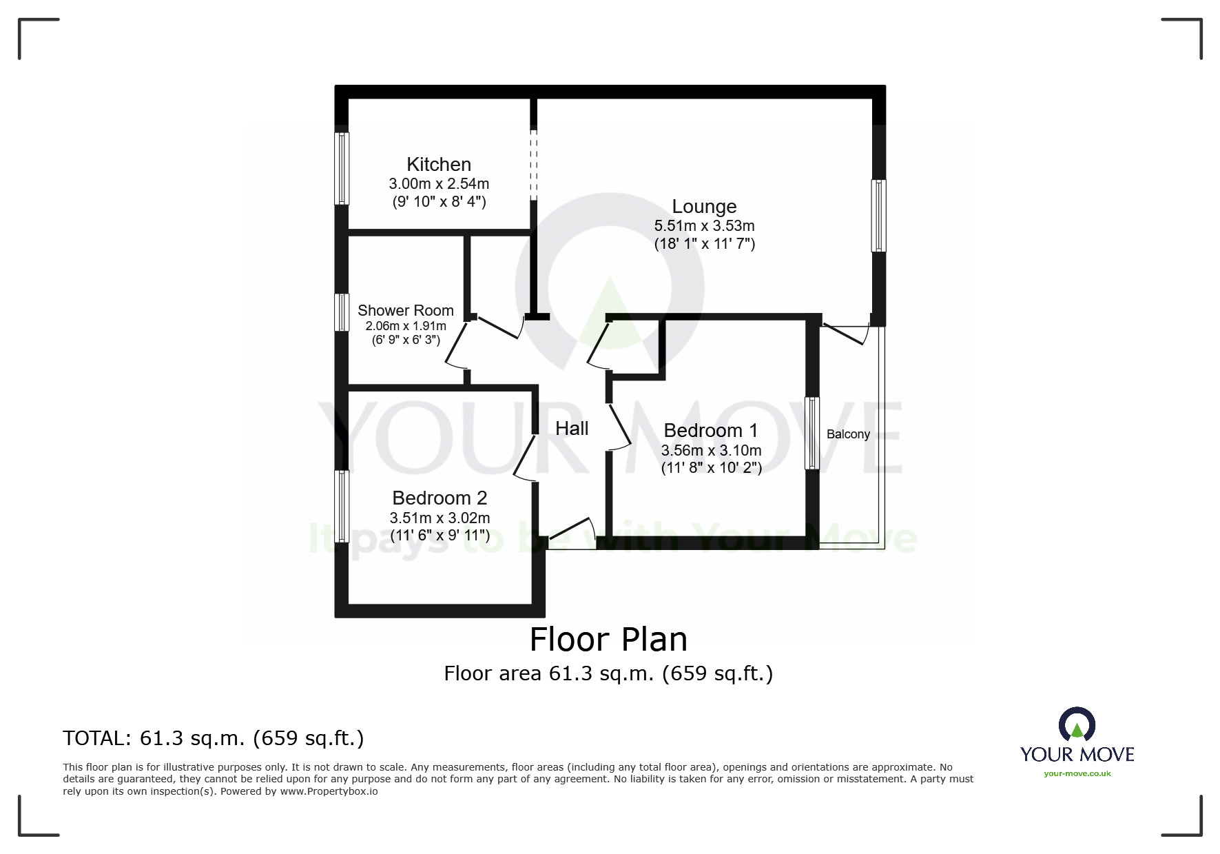 Floorplan of 2 bedroom  Flat for sale, Royal Sovereign View, Eastbourne, East Sussex, BN23