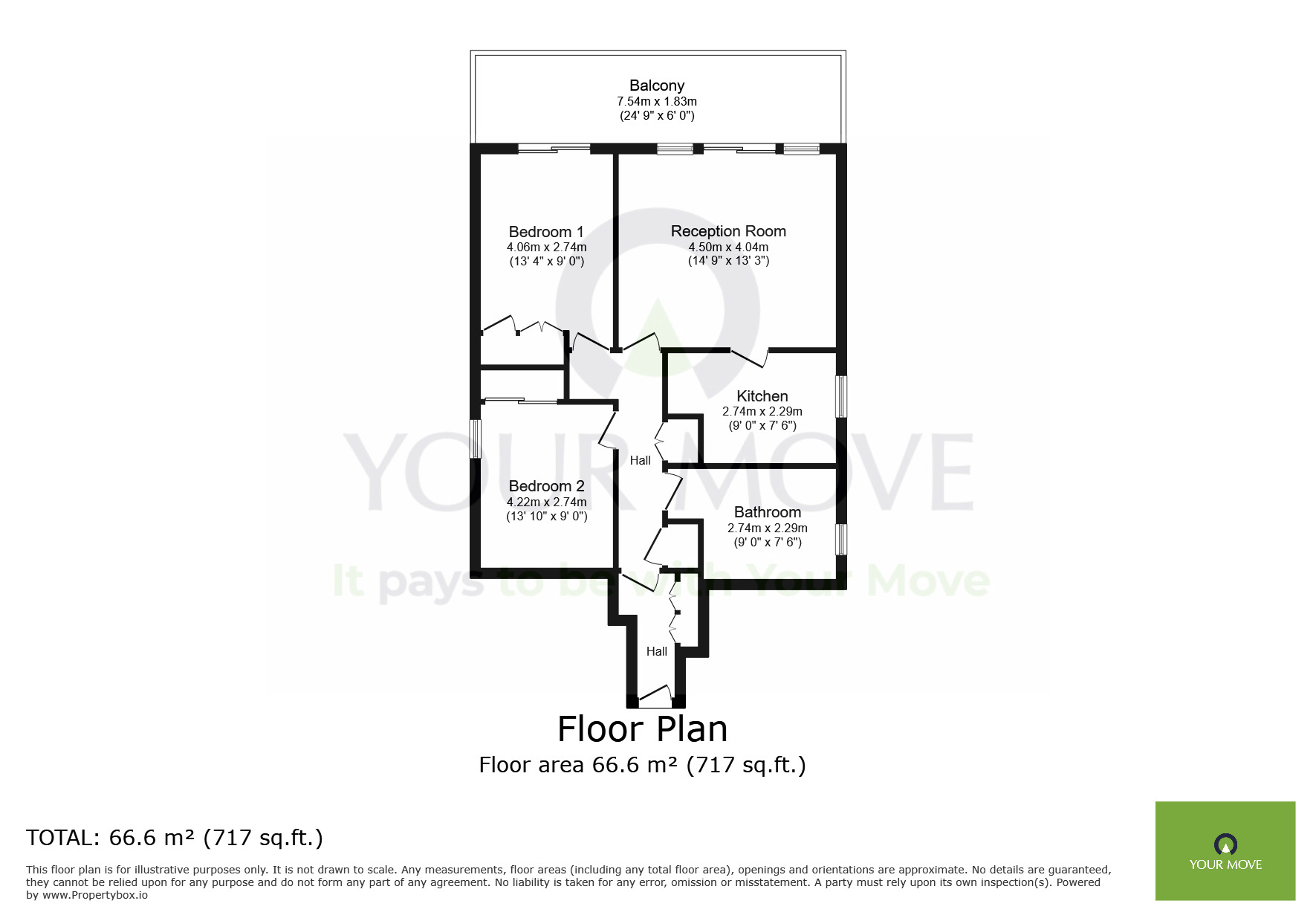 Floorplan of 2 bedroom  Flat for sale, Royal Parade, Eastbourne, East Sussex, BN22