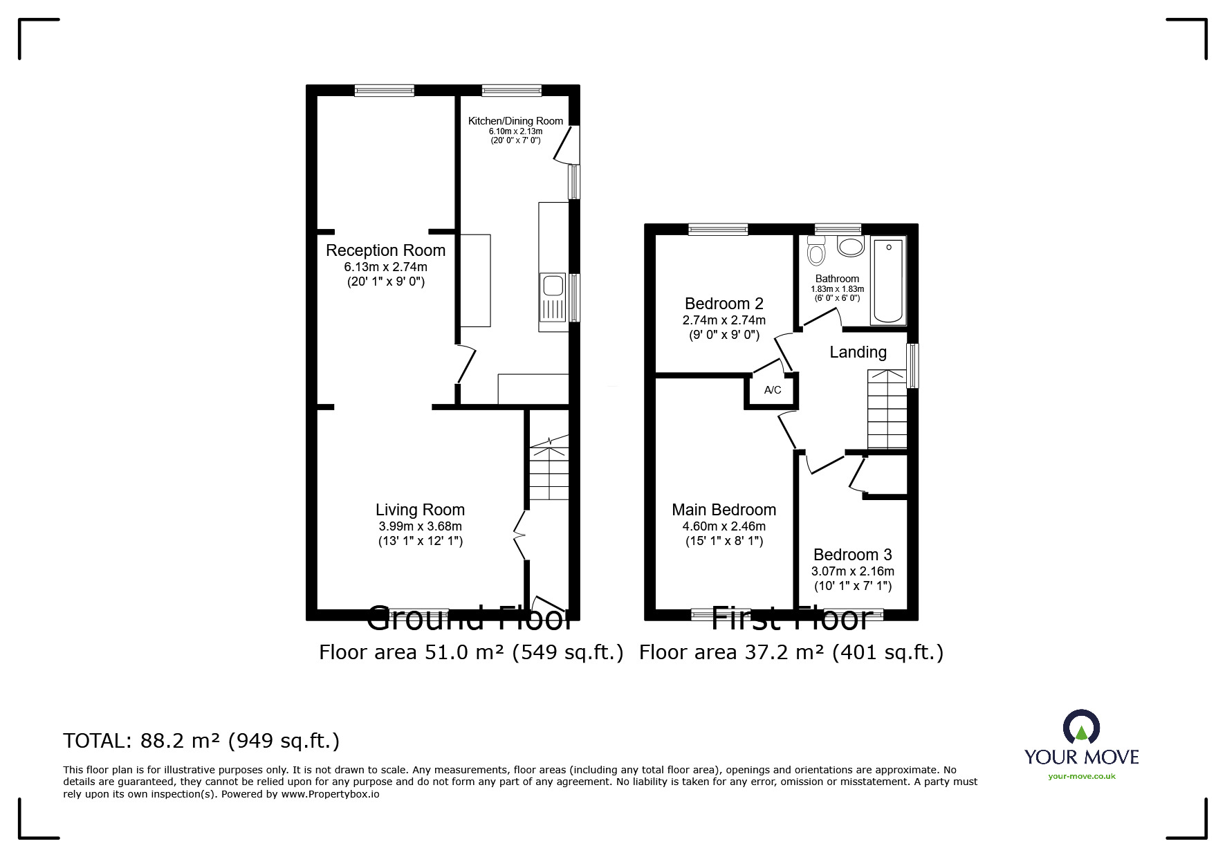 Floorplan of 3 bedroom Semi Detached House to rent, Parkside Drive, Exmouth, Devon, EX8