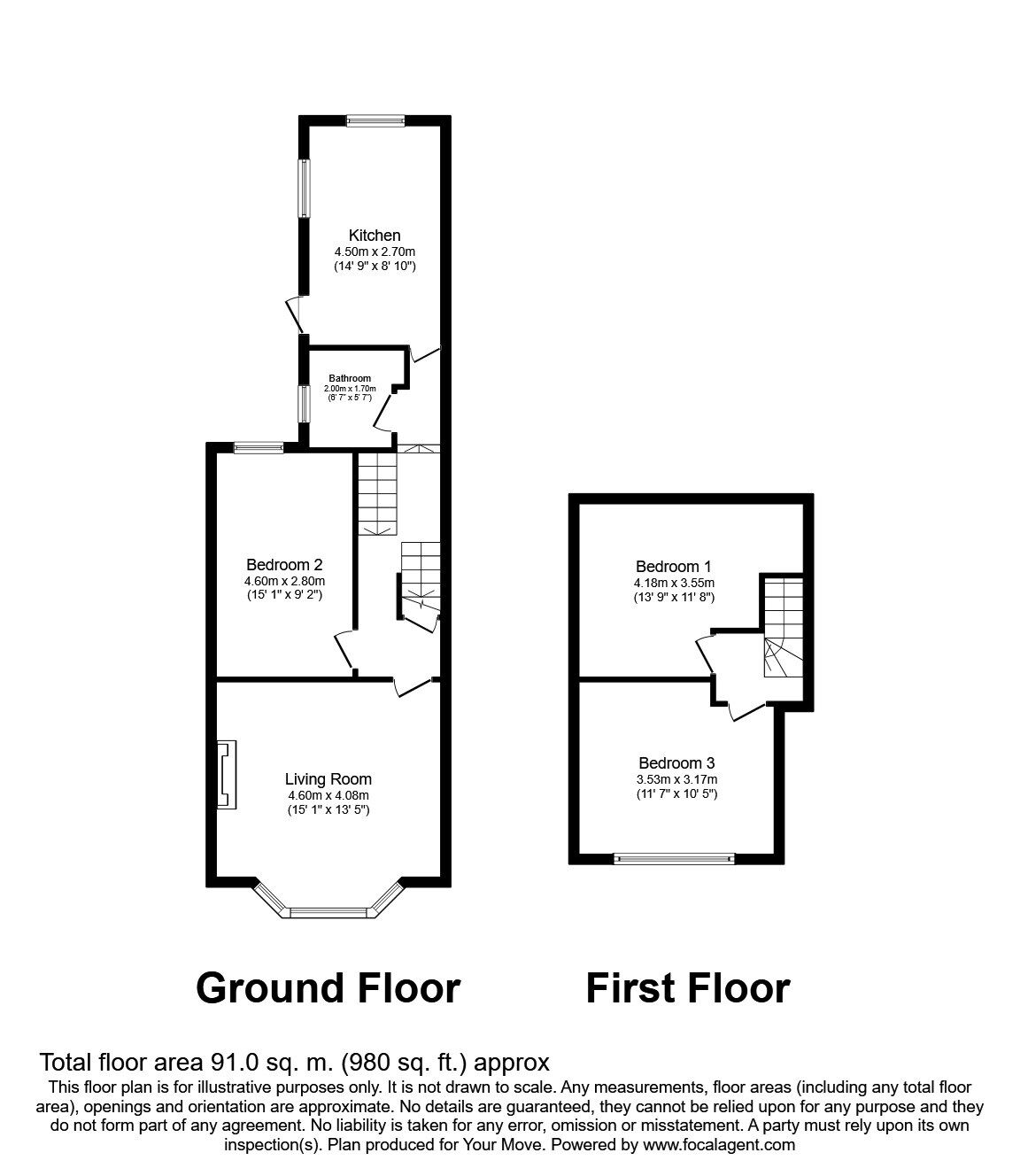 Floorplan of 3 bedroom  Flat to rent, Exeter Road, Exmouth, Devon, EX8