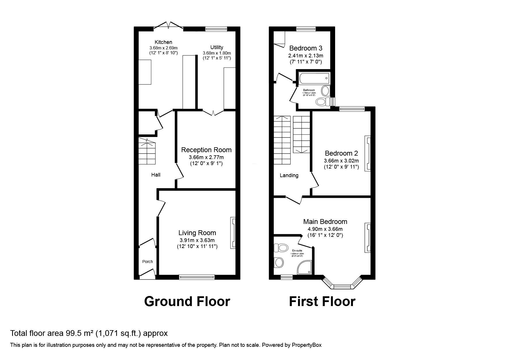 Floorplan of 3 bedroom Mid Terrace House to rent, Lawn Road, Exmouth, Devon, EX8