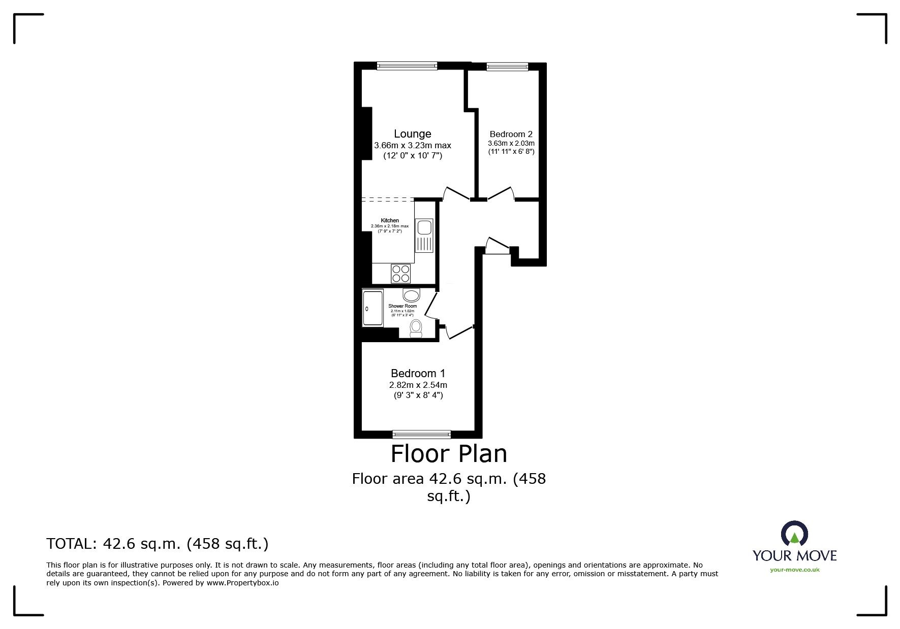 Floorplan of 2 bedroom  Flat for sale, Albion Street, Exmouth, Devon, EX8