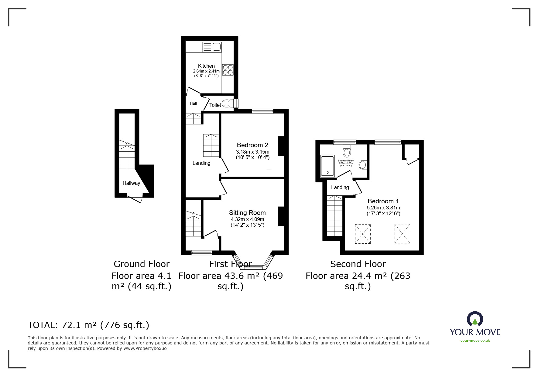 Floorplan of 2 bedroom  Flat for sale, Danby Terrace, Exmouth, Devon, EX8