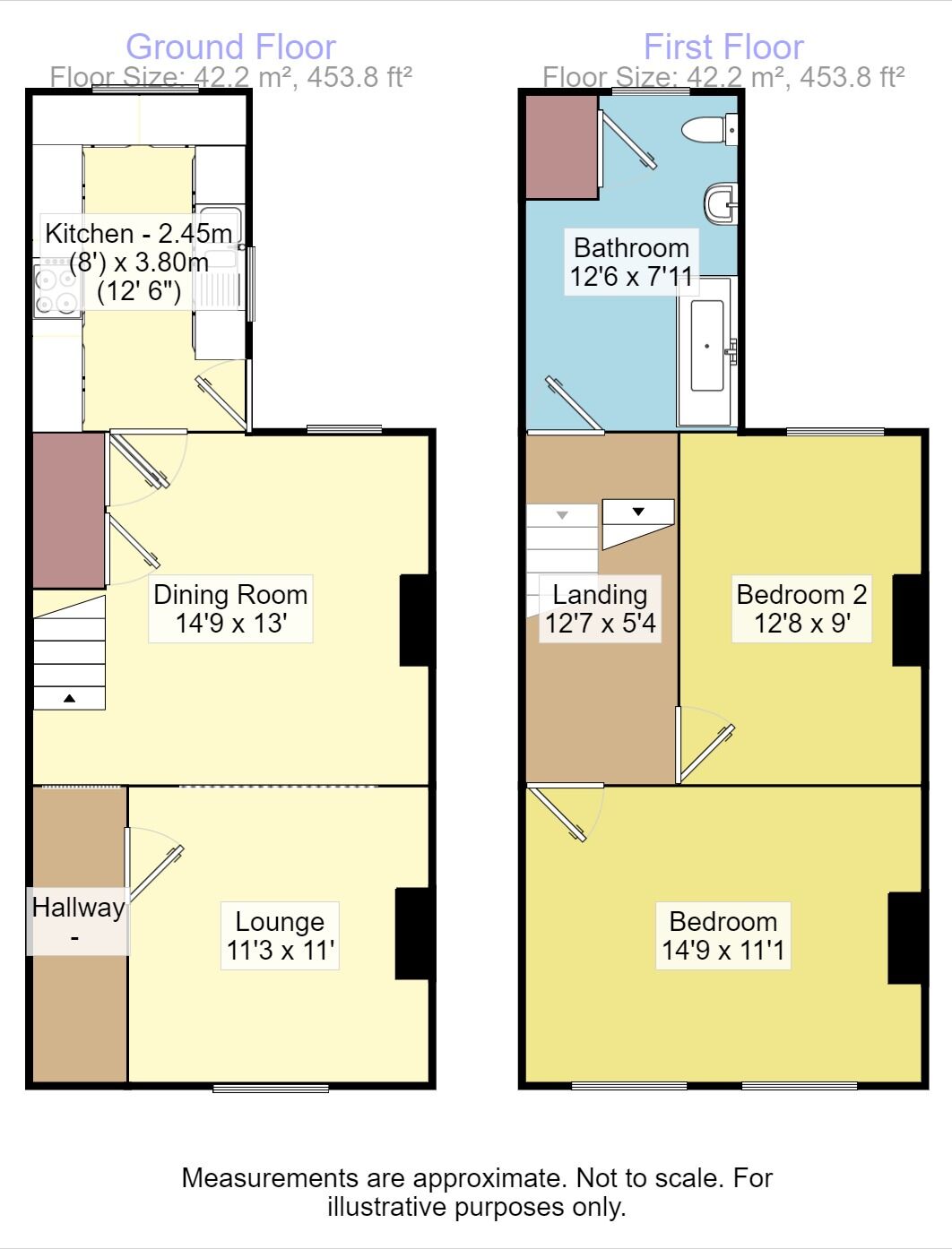 Floorplan of 2 bedroom Mid Terrace House to rent, Rosebery Road, Exmouth, Devon, EX8