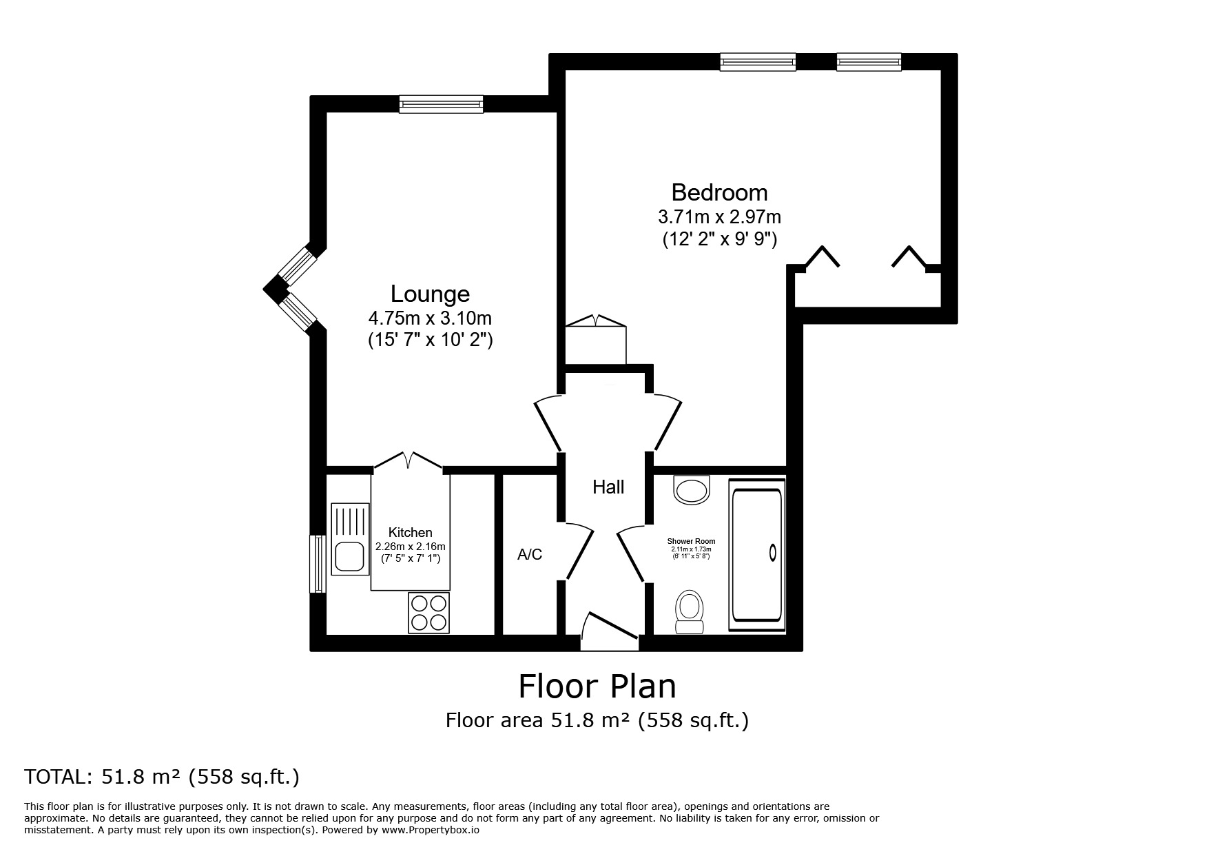 Floorplan of 1 bedroom  Flat for sale, Littleham Road, Exmouth, Devon, EX8