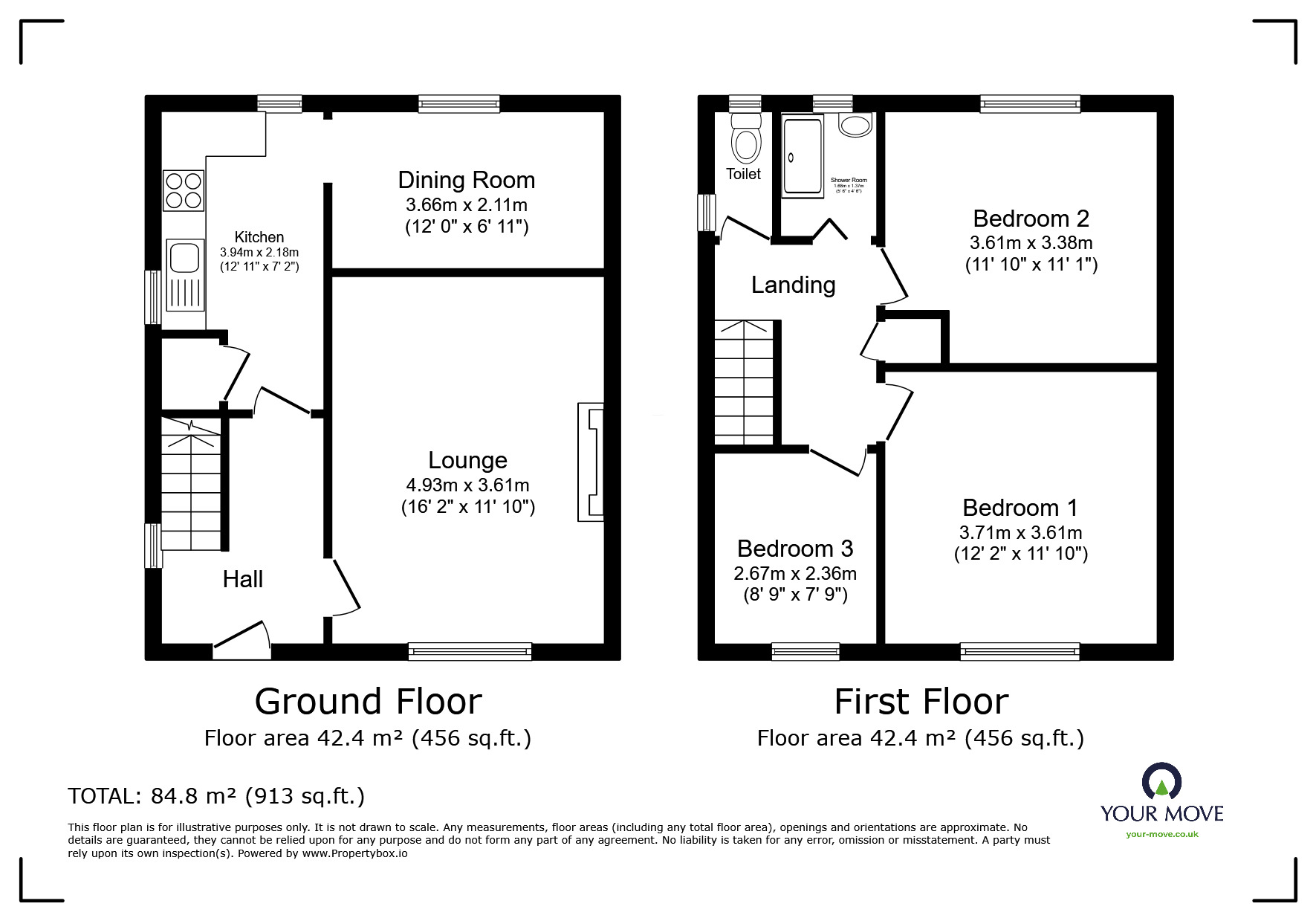 Floorplan of 3 bedroom Semi Detached House for sale, Midway, Exmouth, Devon, EX8