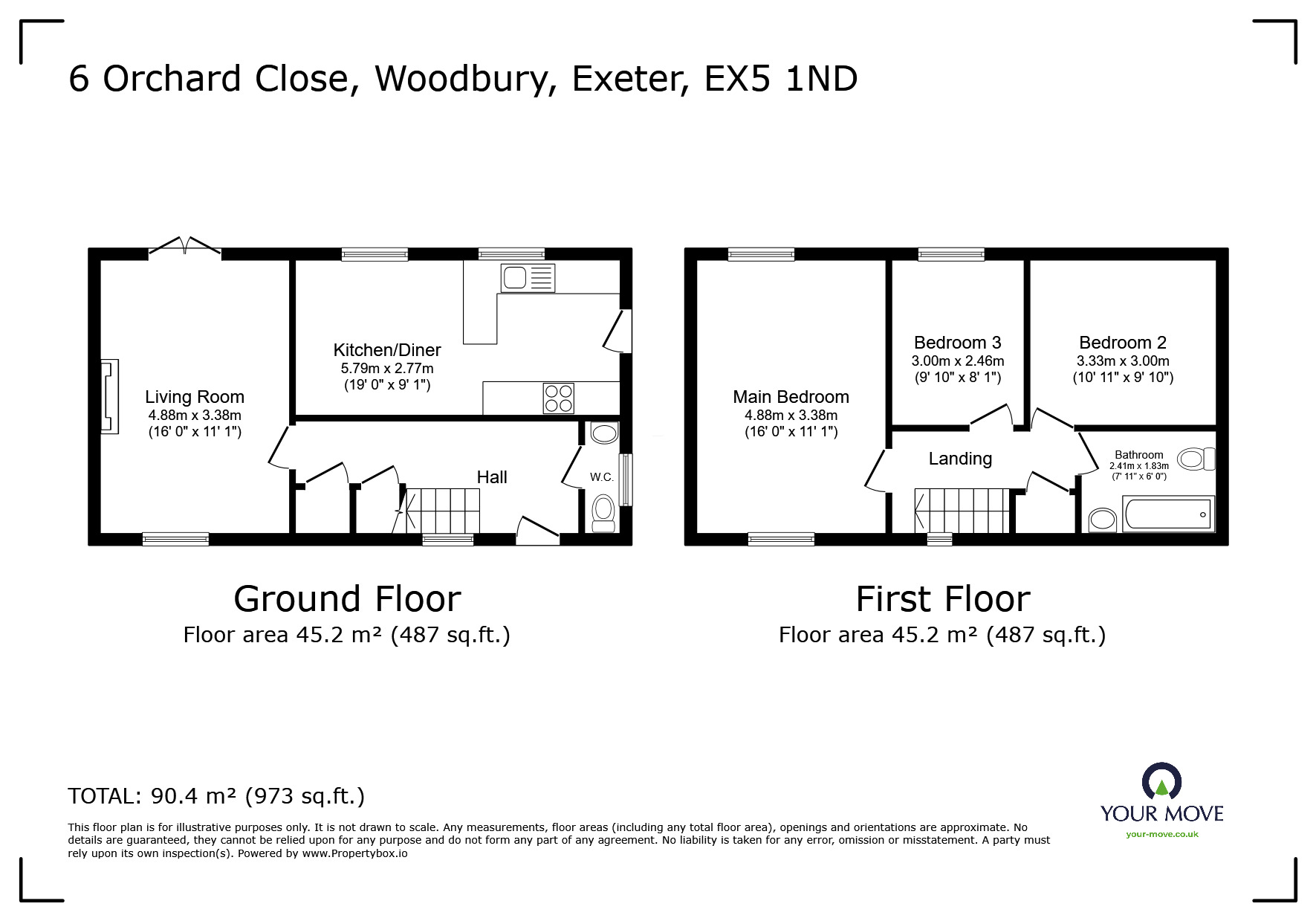 Floorplan of 3 bedroom Detached House to rent, Orchard Close, Woodbury, Devon, EX5