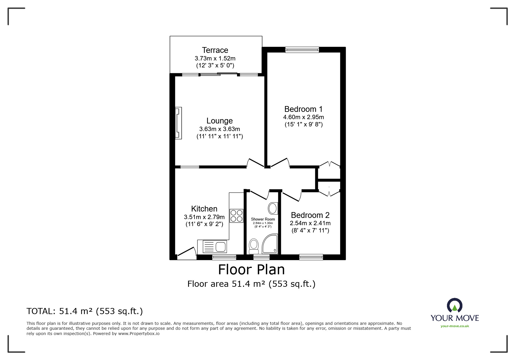 Floorplan of 2 bedroom  Flat for sale, Hulham Road, Exmouth, Devon, EX8