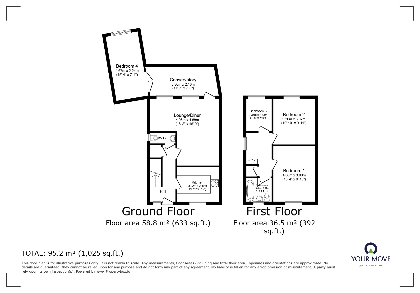 Floorplan of 4 bedroom Semi Detached House for sale, Cedar Close, Exmouth, Devon, EX8