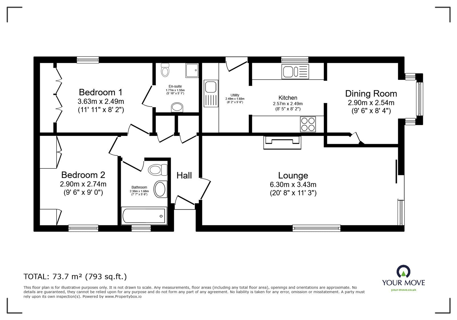 Floorplan of 2 bedroom Detached Property for sale, Sidmouth Road, Aylesbeare, Devon, EX5