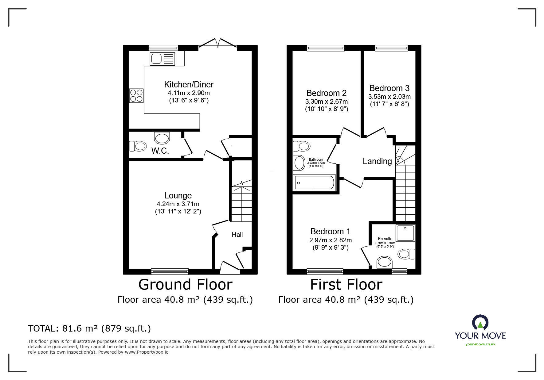 Floorplan of 3 bedroom Semi Detached House for sale, Parlour Meadow, Exmouth, Devon, EX8