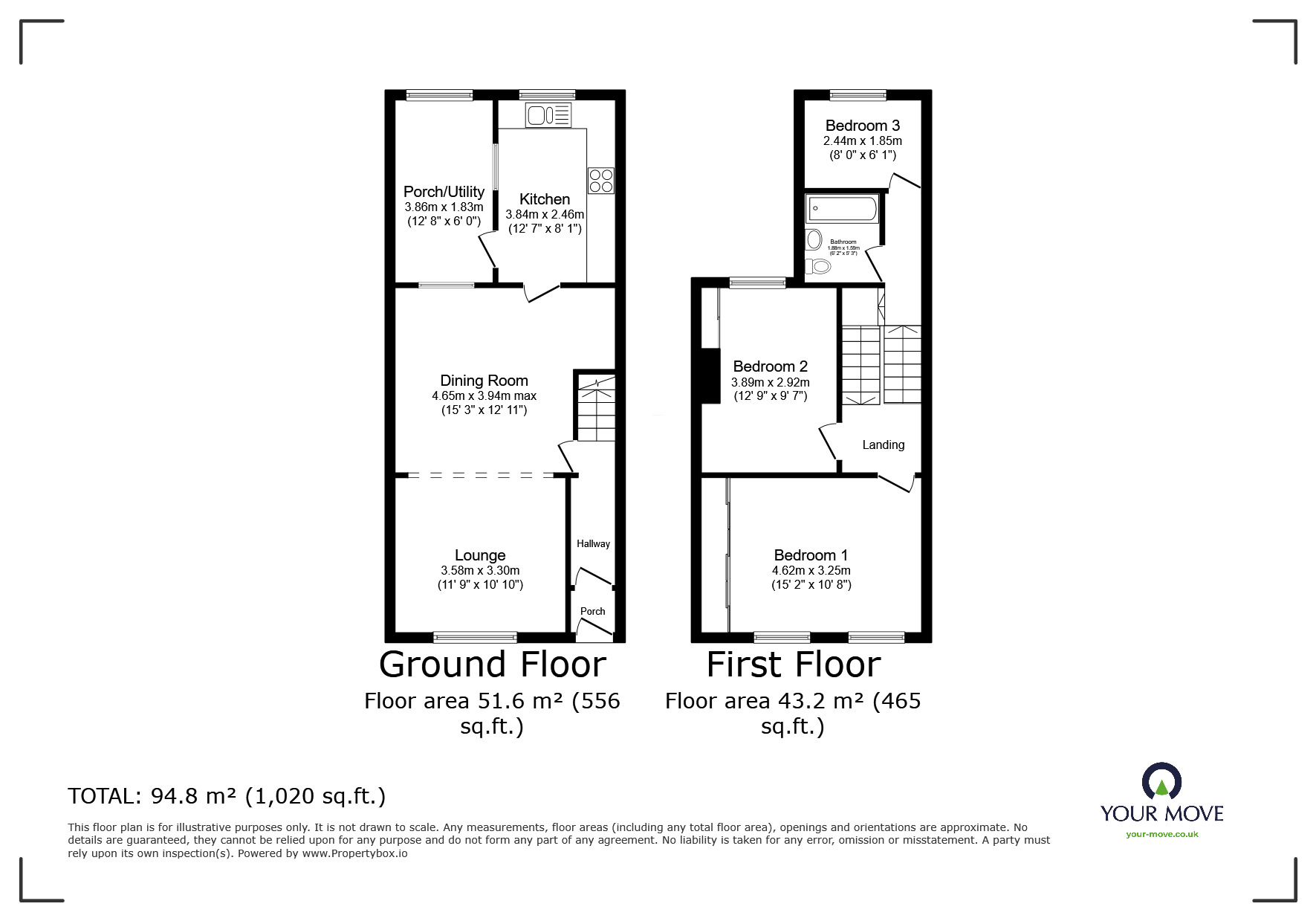 Floorplan of 3 bedroom Mid Terrace House for sale, Egremont Road, Exmouth, Devon, EX8