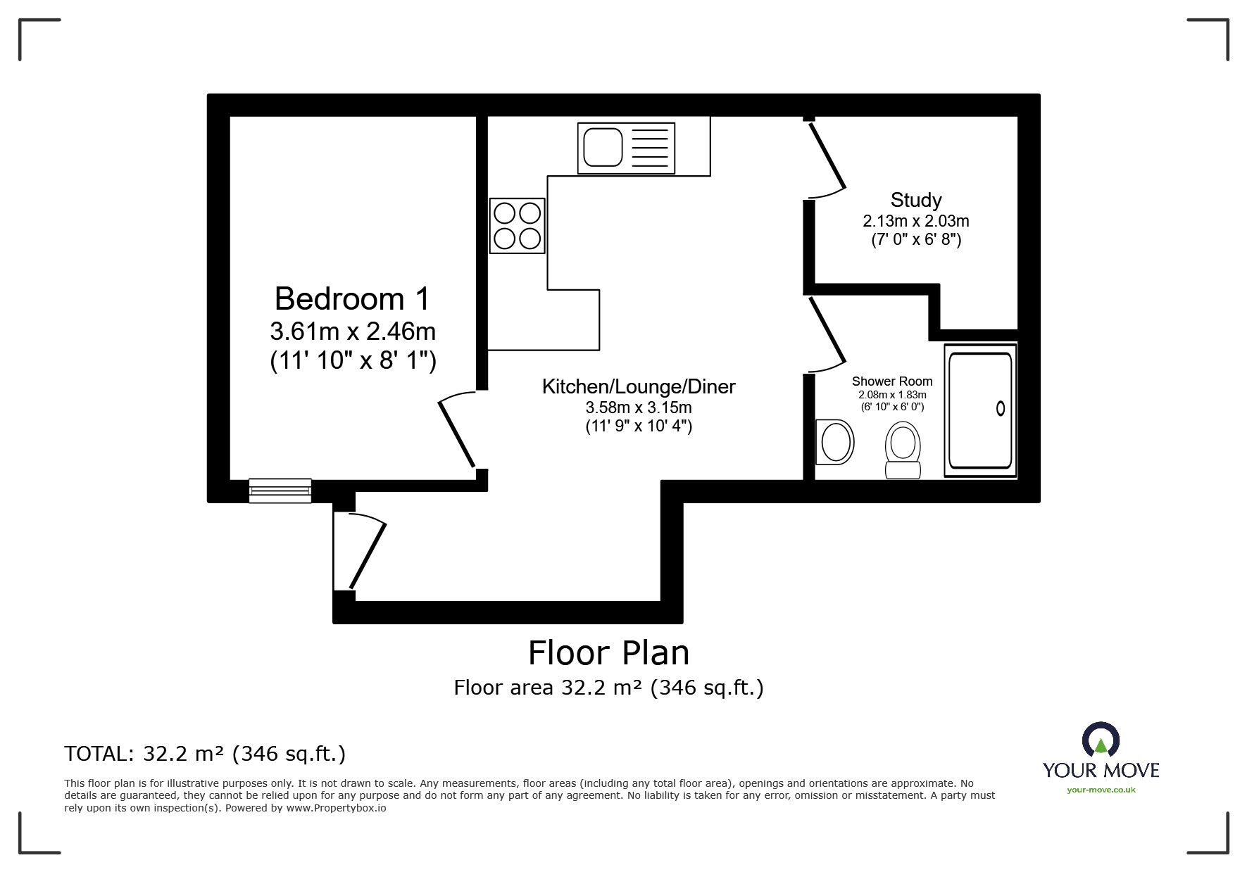 Floorplan of 1 bedroom  Flat for sale, Exmouth, Devon, EX8