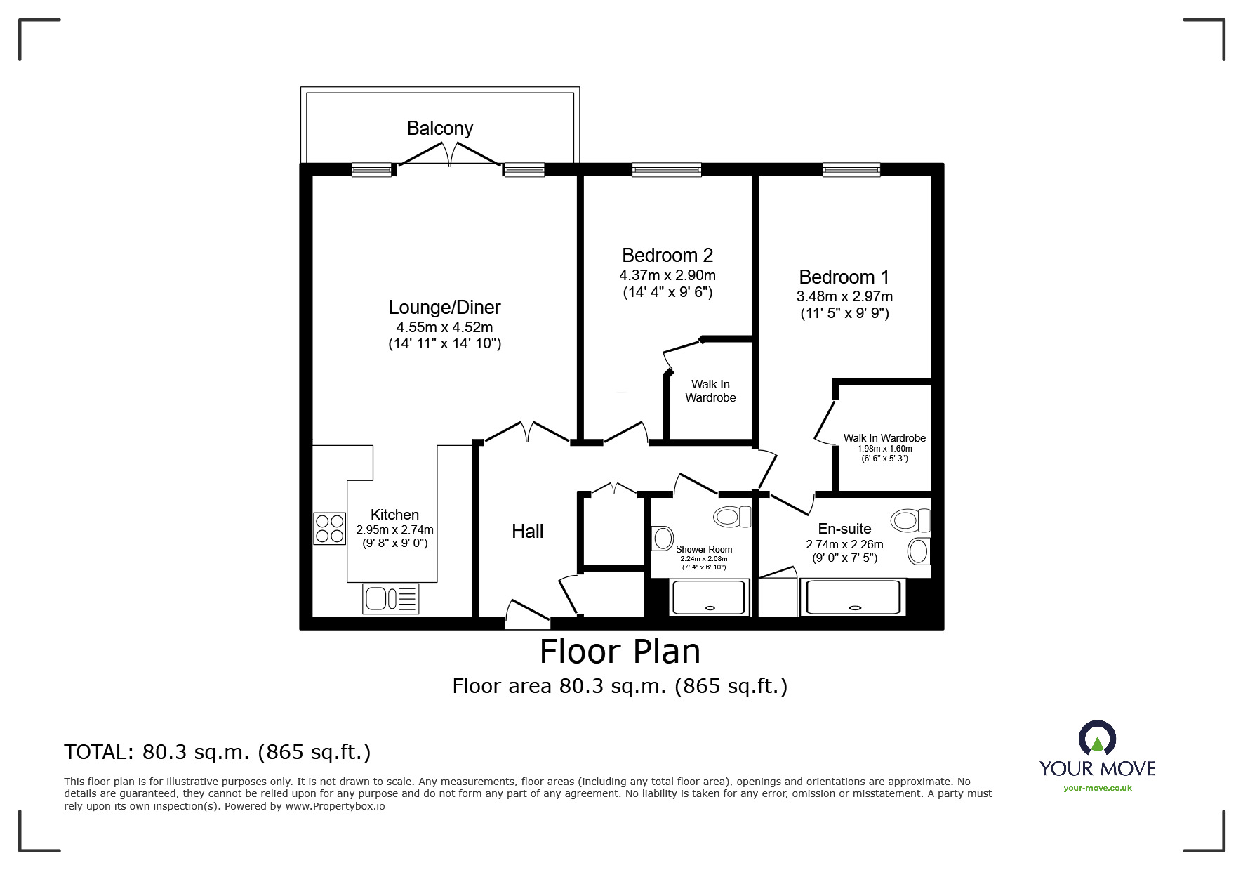 Floorplan of 2 bedroom  Flat for sale, Buckingham Close, Exmouth, Devon, EX8