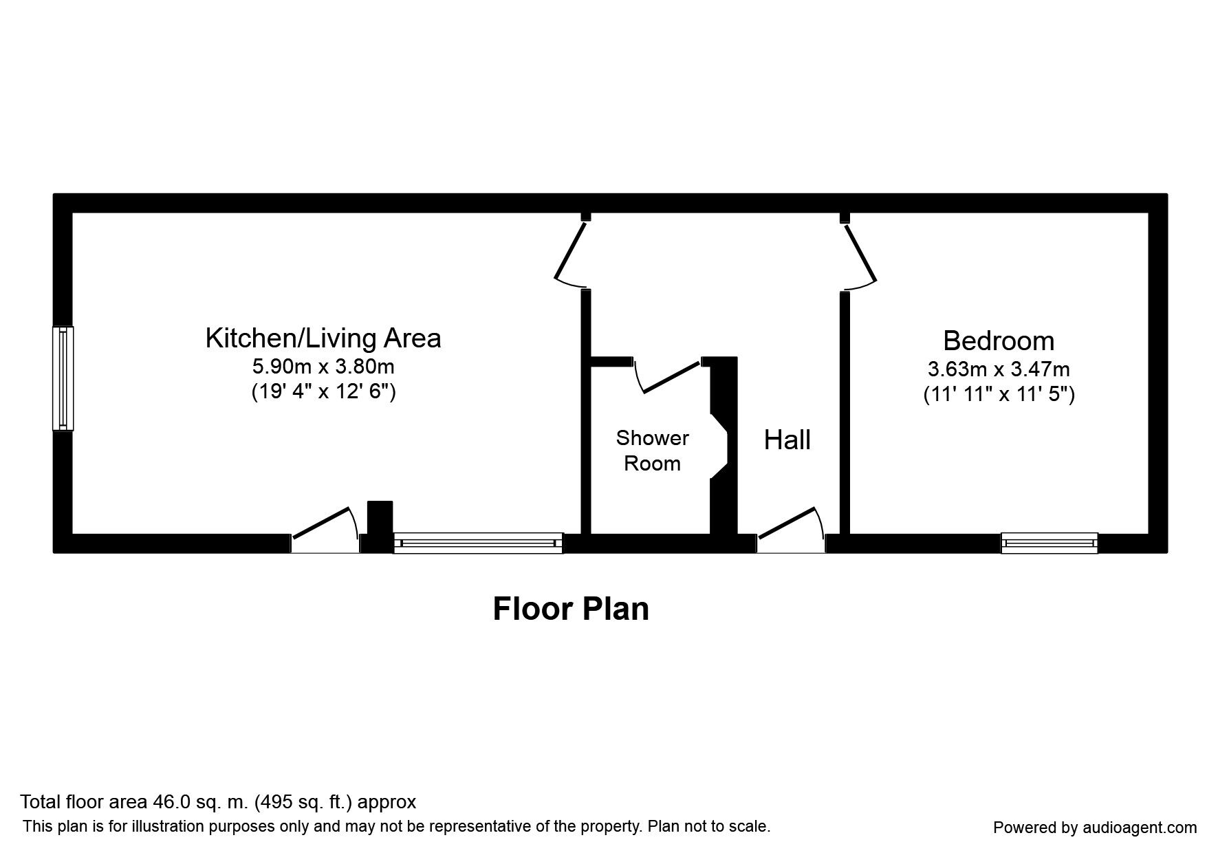 Floorplan of 2 bedroom  Flat to rent, Chapel Road, Foxhole, Cornwall, PL26