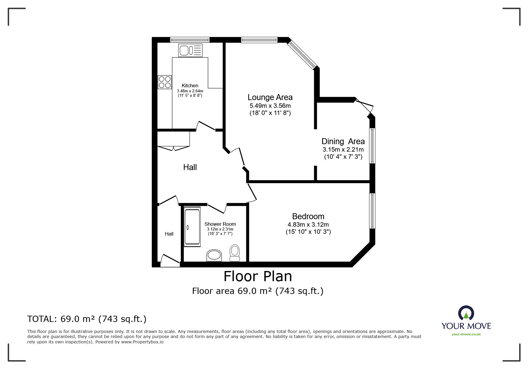 Floorplan of 1 bedroom  Flat for sale, Raddenstile Lane, Exmouth, Devon, EX8