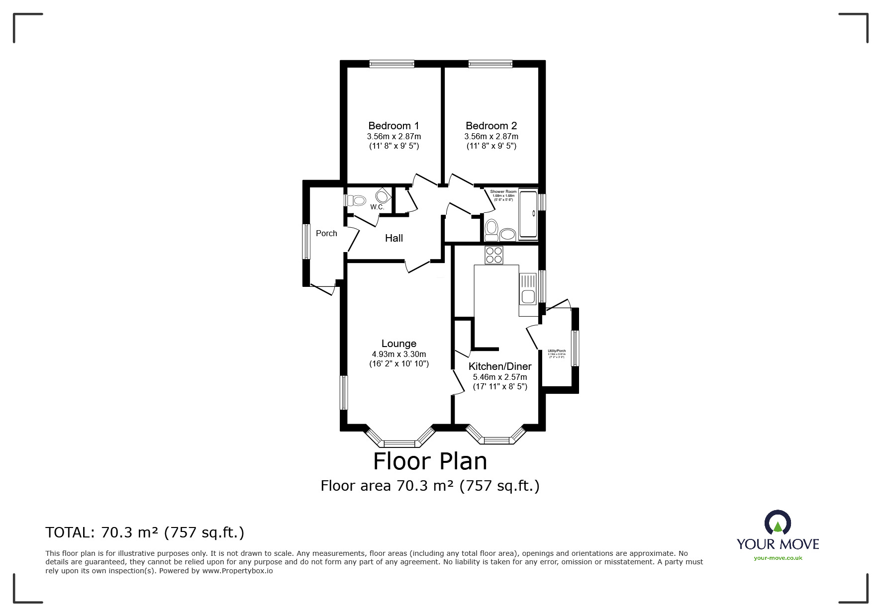 Floorplan of 2 bedroom Detached Property for sale, Fairview Avenue, Cat & Fiddle Park, Devon, EX5